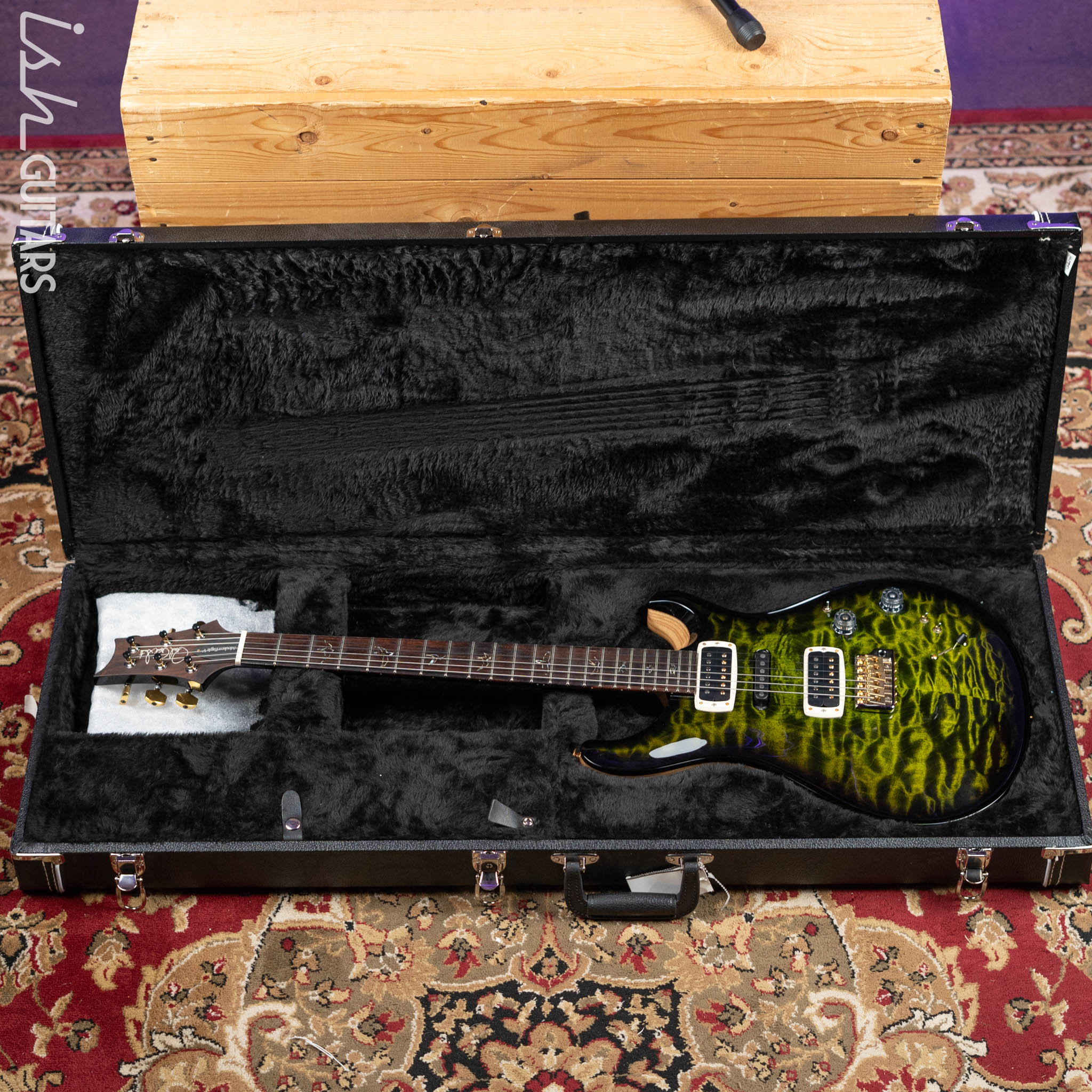 2022 PRS Wood Library Modern Eagle V 10-Top Quilt Jade Green Smoked Burst Wrap - Image 15