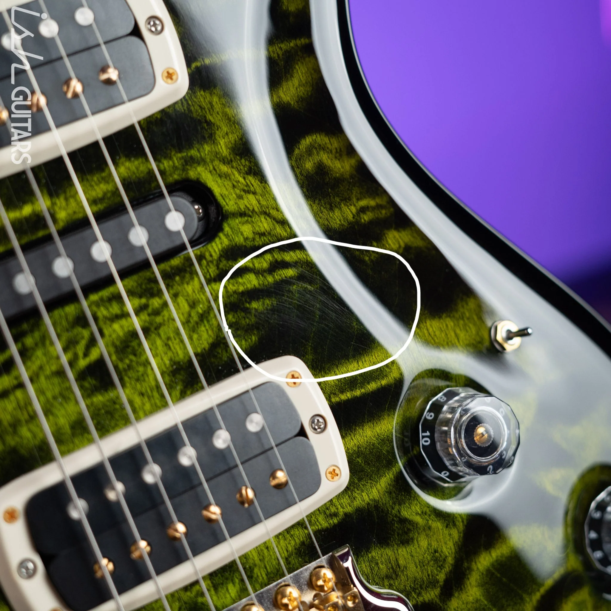2022 PRS Wood Library Modern Eagle V 10-Top Quilt Jade Green Smoked Burst Wrap - Image 7