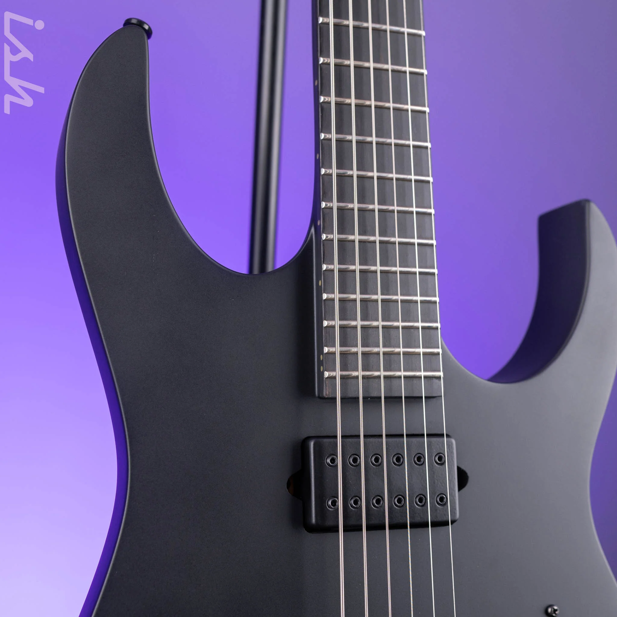 Ibanez RGRTBB21 Iron Label Baritone Electric Guitar Black Flat Demo - Image 3