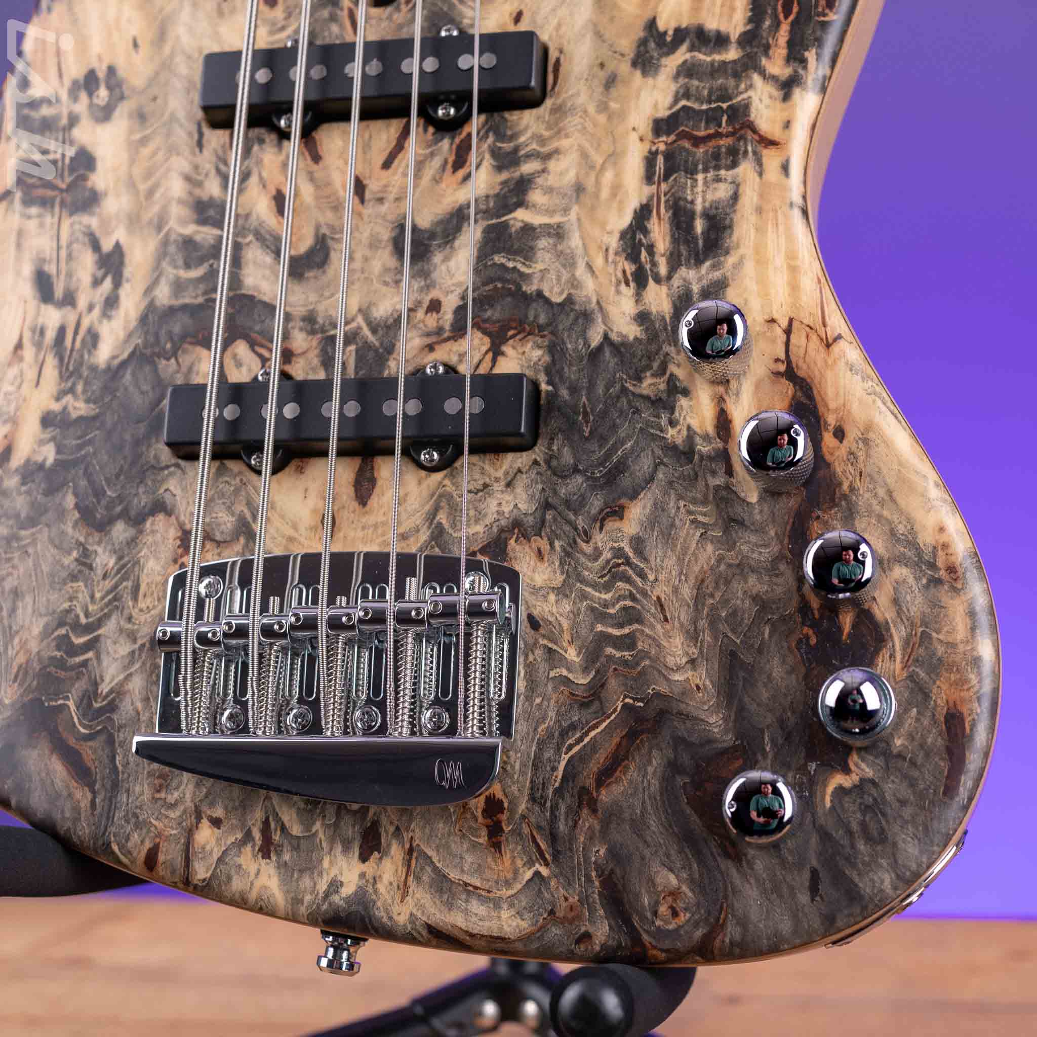 Mayones Jabba Custom 5 Buckeye Burl Trans Natural Satin - Image 4