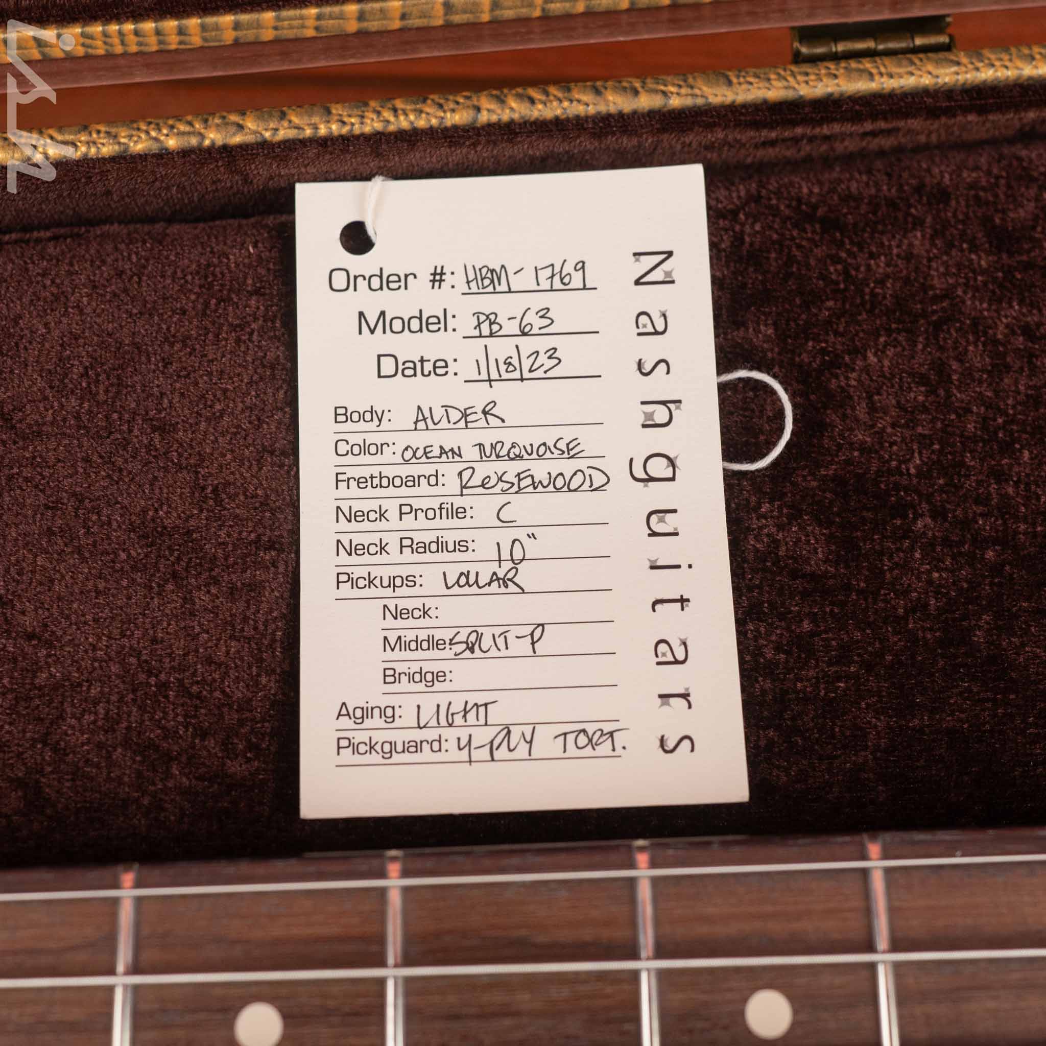 2023 Nash Guitars PB-63 Bass Ocean Turquiose Light Aging - Image 13