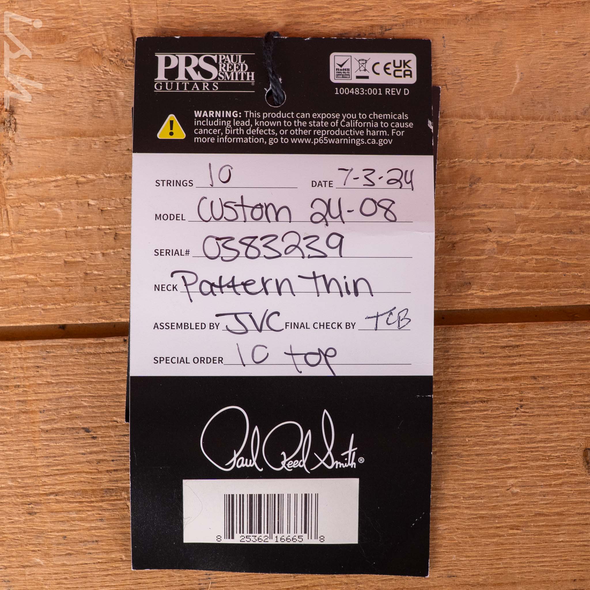 2024 PRS Custom 24-08 Charcoal Burst 10 Top - Image 14