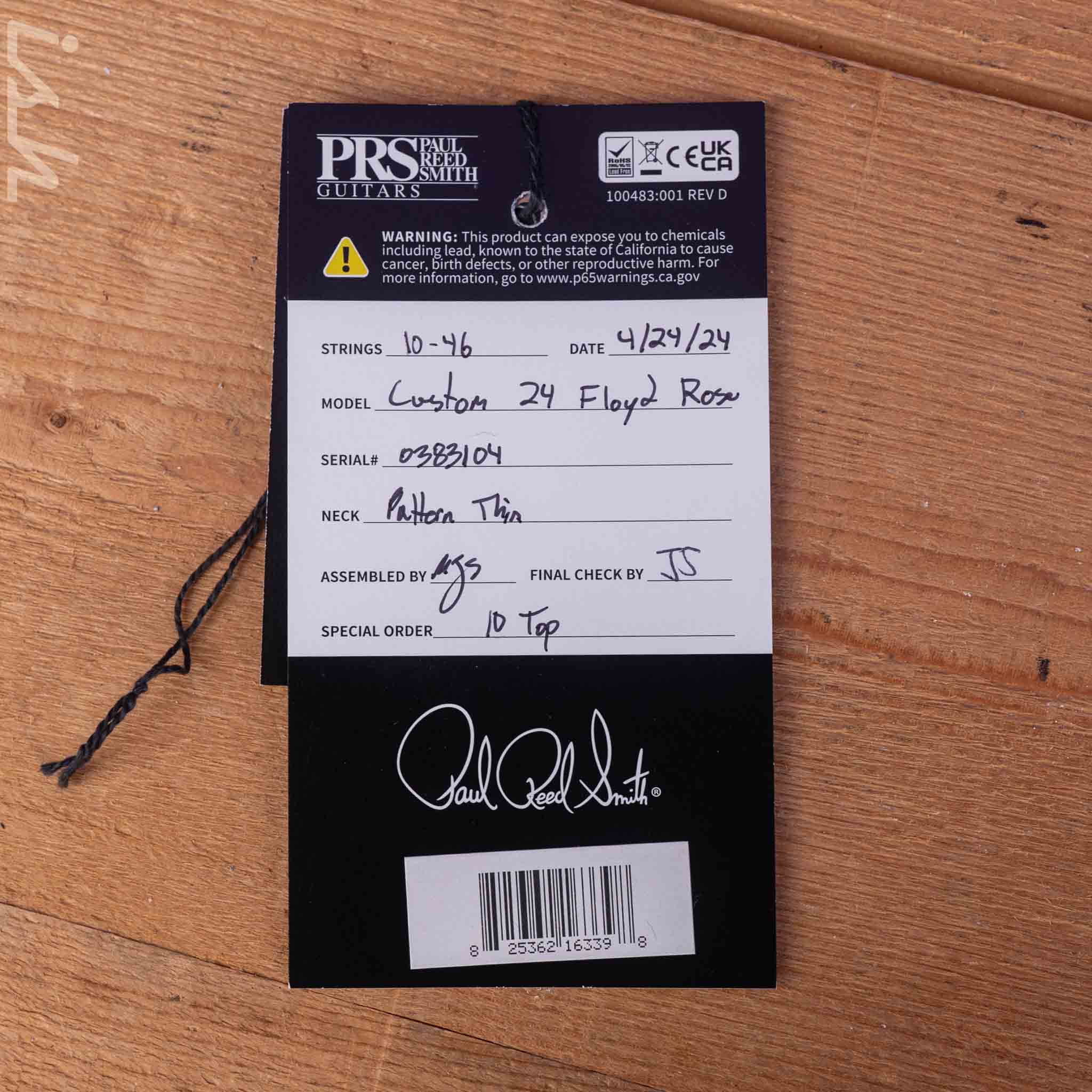 2024 PRS Custom 24 Floyd 10-Top Maple Neck Ebony Fretboard Carroll Blue - Image 10