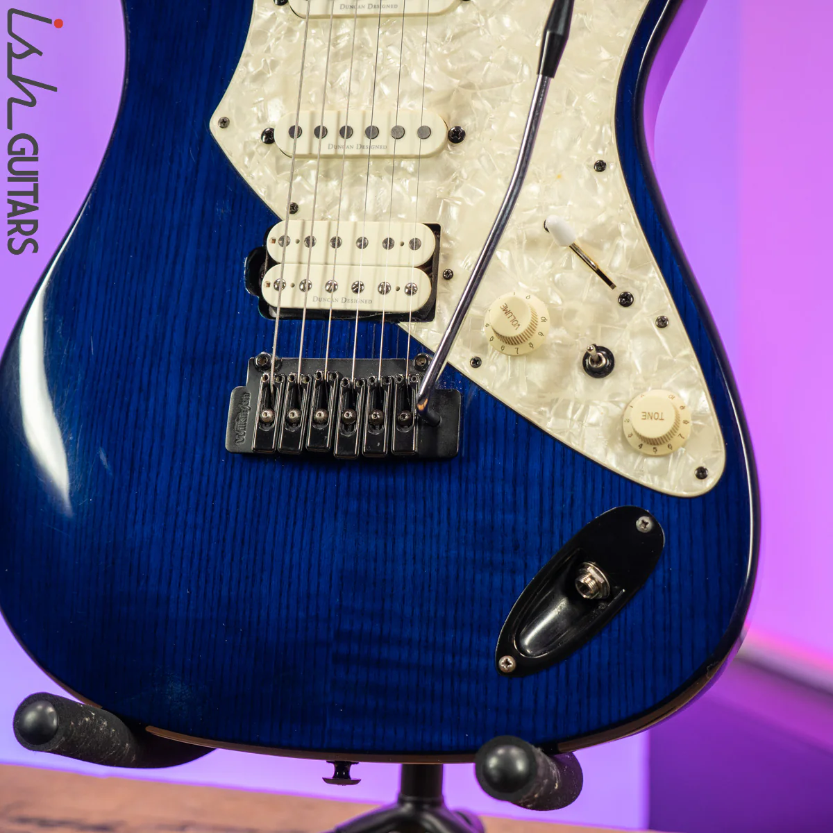 Aria Pro II Fullerton Strat HSS Dark Translucent Blue - Image 4