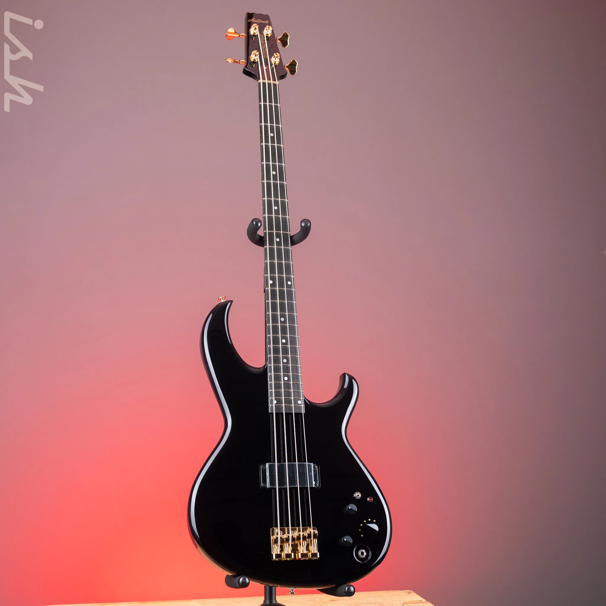 Aria Pro II SB-1000 4-String Bass Solid Black - Image 2
