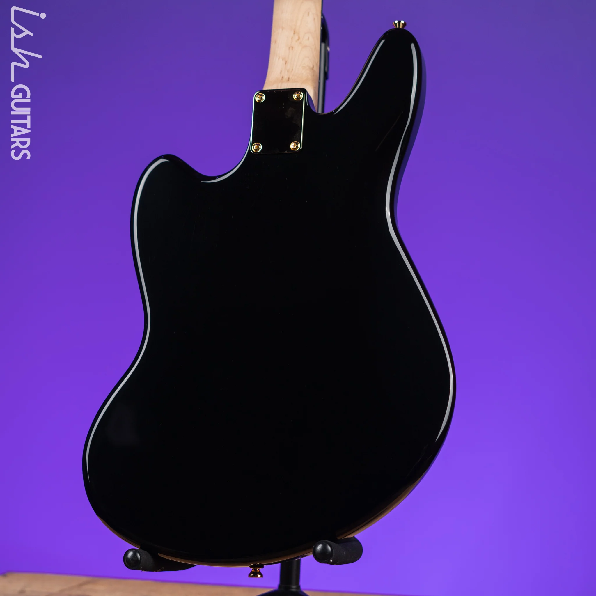 Bilt Relevator Bass VI 6-String Bass Guitar Black w/ Gold Plates - Image 8