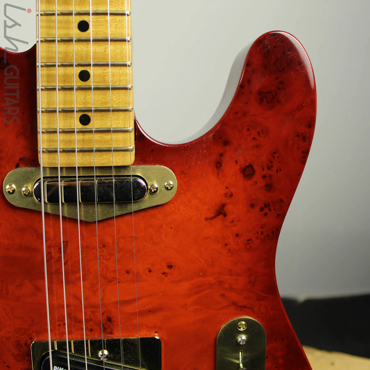Bruton Guitars T-Style Burl Top Cherryburst - Image 4