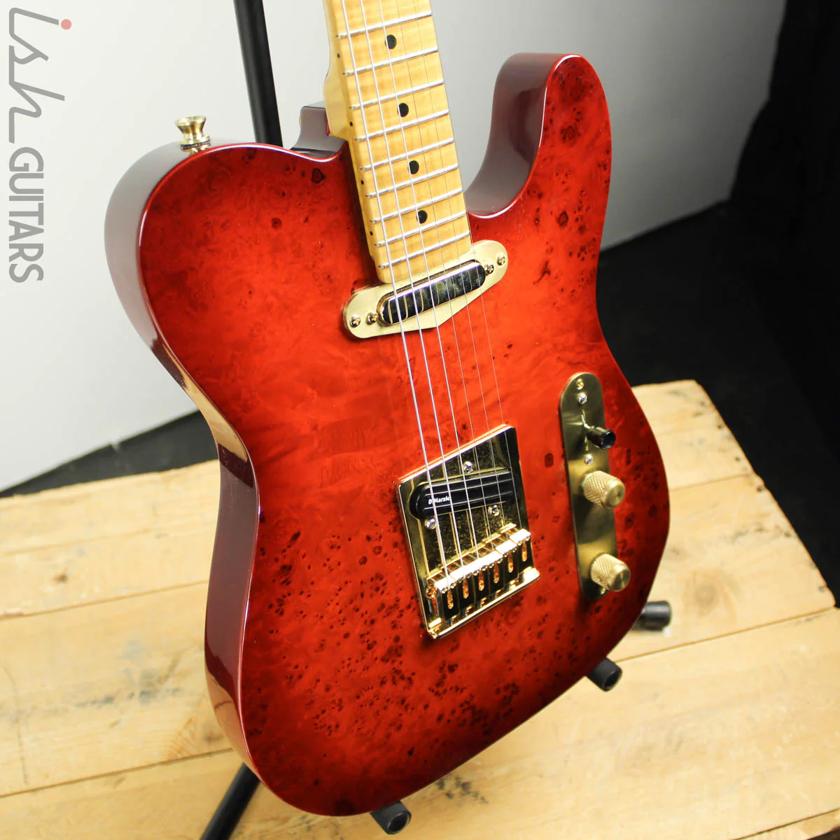 Bruton Guitars T-Style Burl Top Cherryburst - Image 7