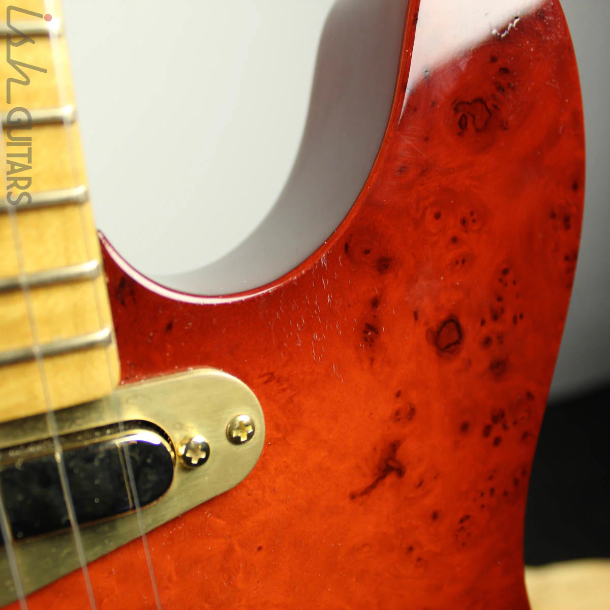Bruton Guitars T-Style Burl Top Cherryburst - Image 8