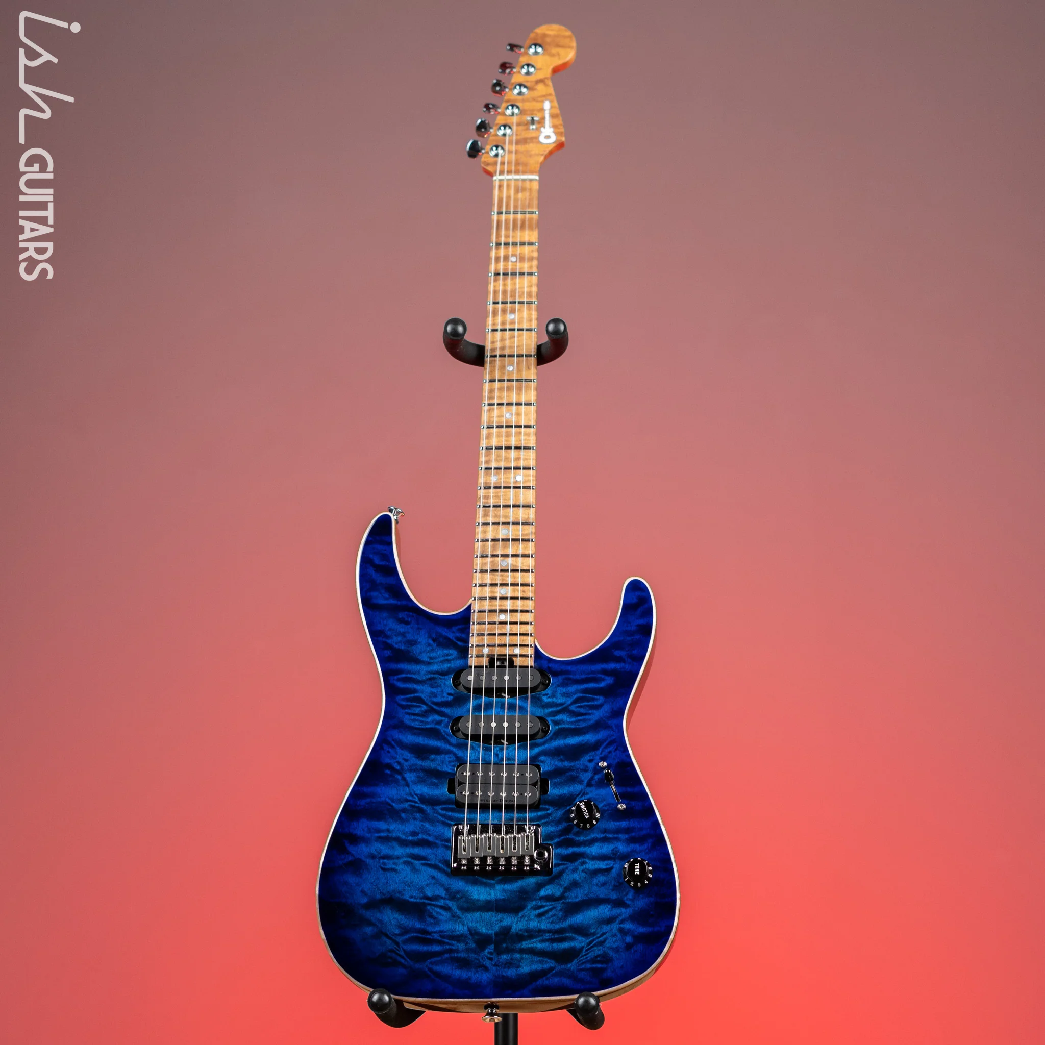 Charvel USA Select DK24 HSS 2PT CM Electric Guitar Blue Burst - Image 2