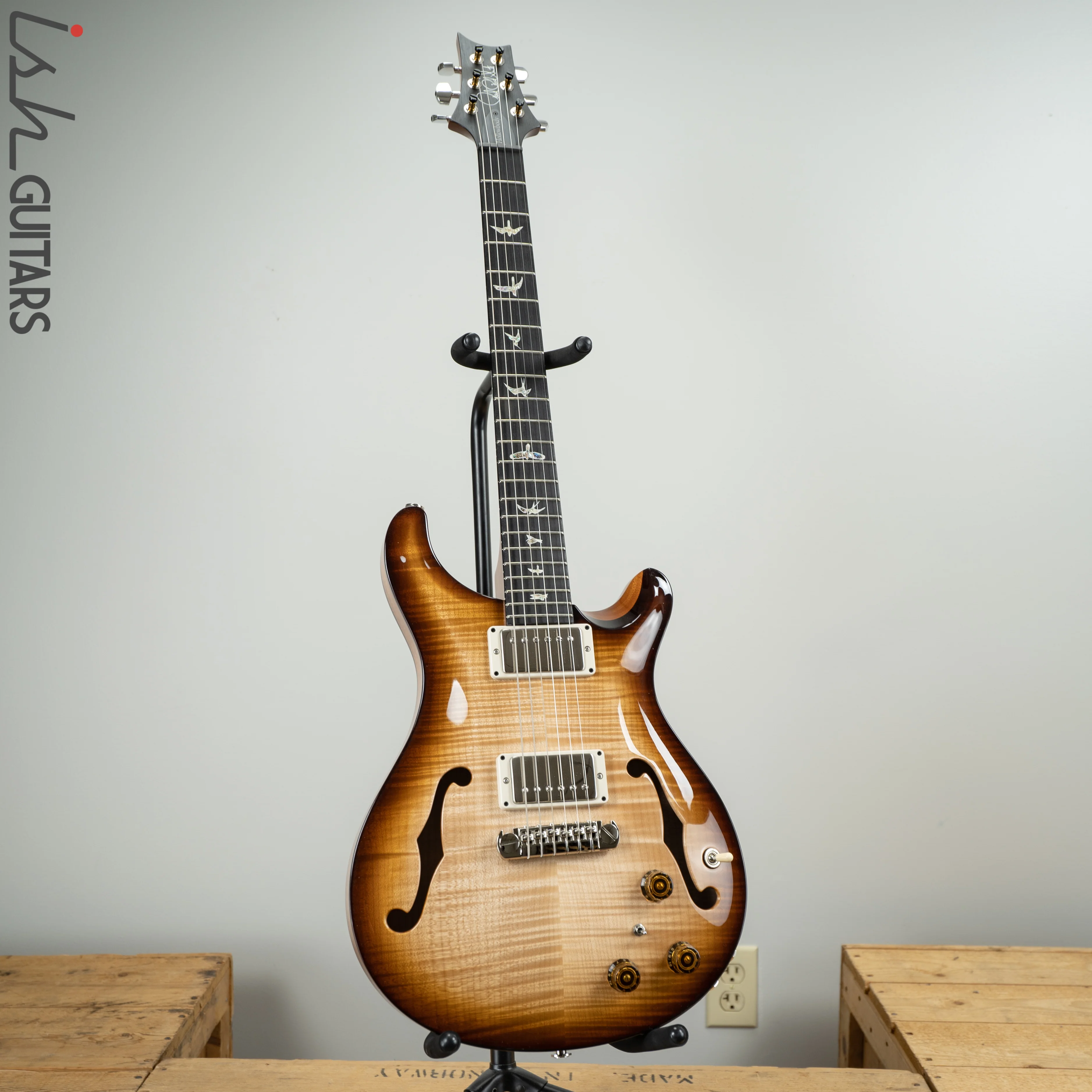 2019 Paul Reed Smith PRS Hollowbody II Piezo Natural Tobacco Wrap Burst Ebony Fretboard - Image 2