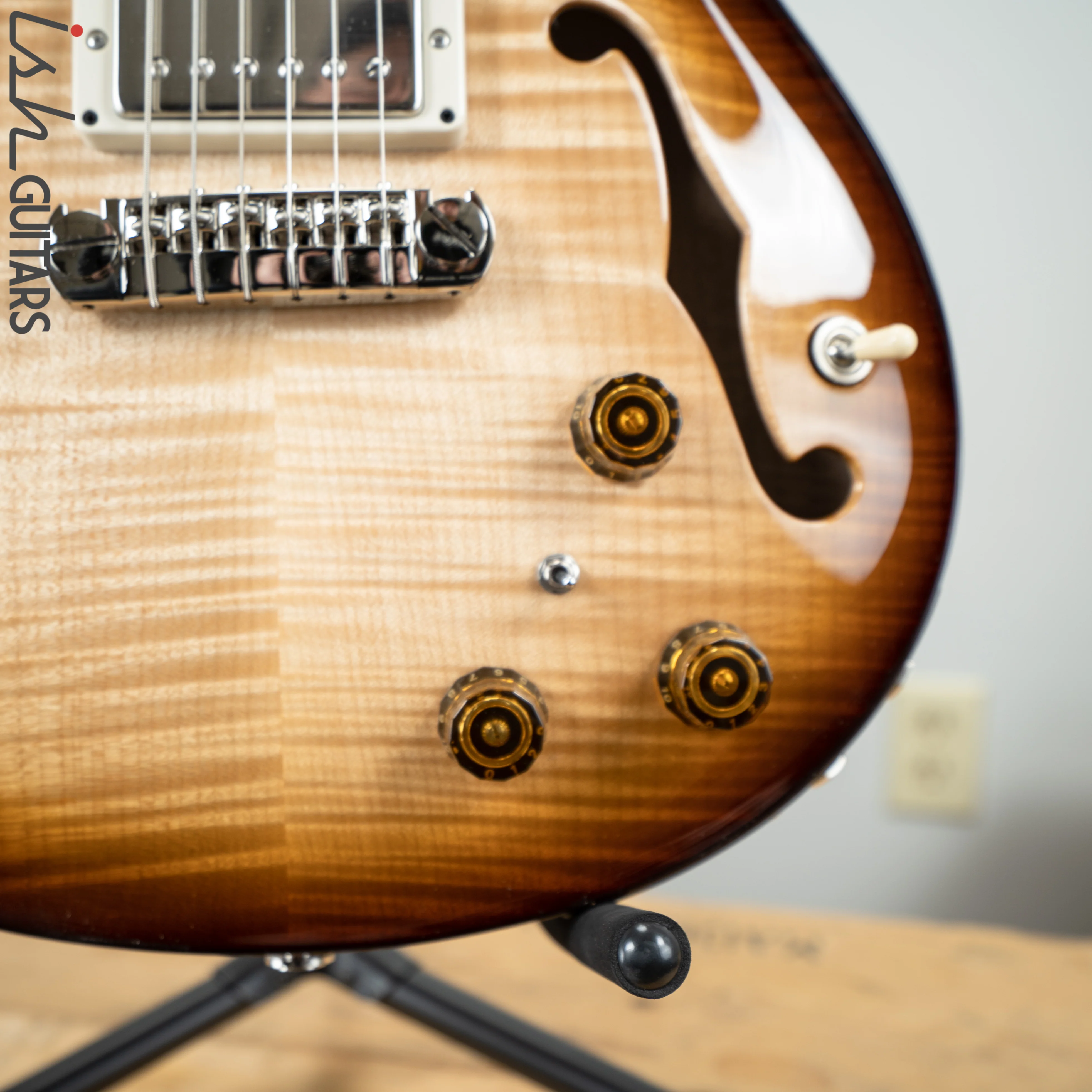 2019 Paul Reed Smith PRS Hollowbody II Piezo Natural Tobacco Wrap Burst Ebony Fretboard - Image 4