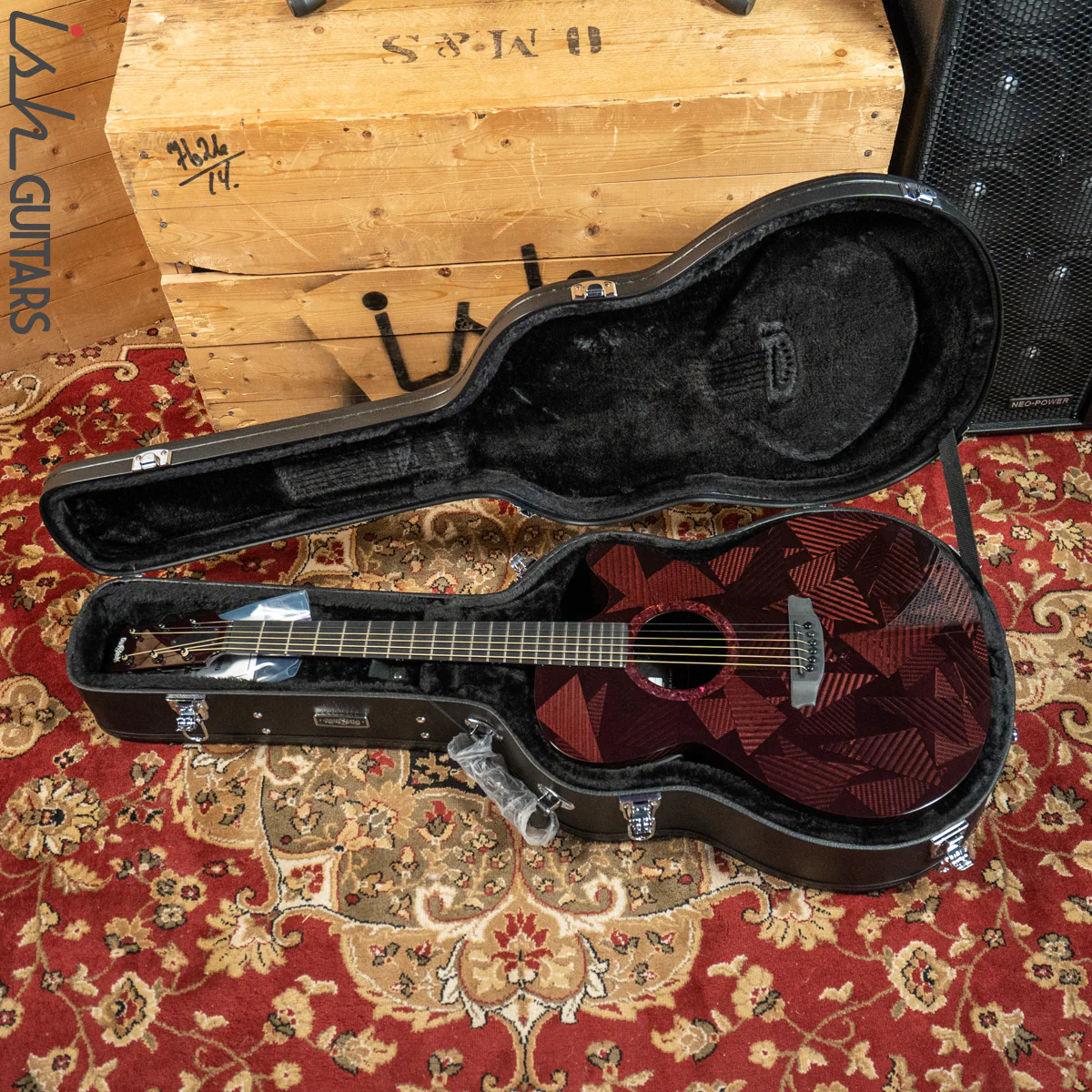 2021 RainSong BI-WS1000N2C Black Ice Acoustic Guitar Ish Exclusive Cranberry Red - Image 13