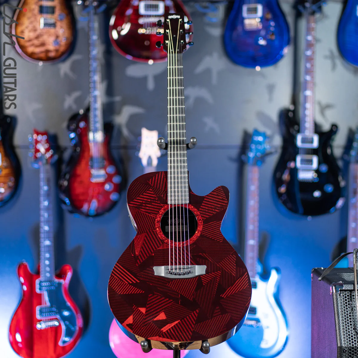 2021 RainSong BI-WS1000N2C Black Ice Acoustic Guitar Ish Exclusive Cranberry Red - Image 2