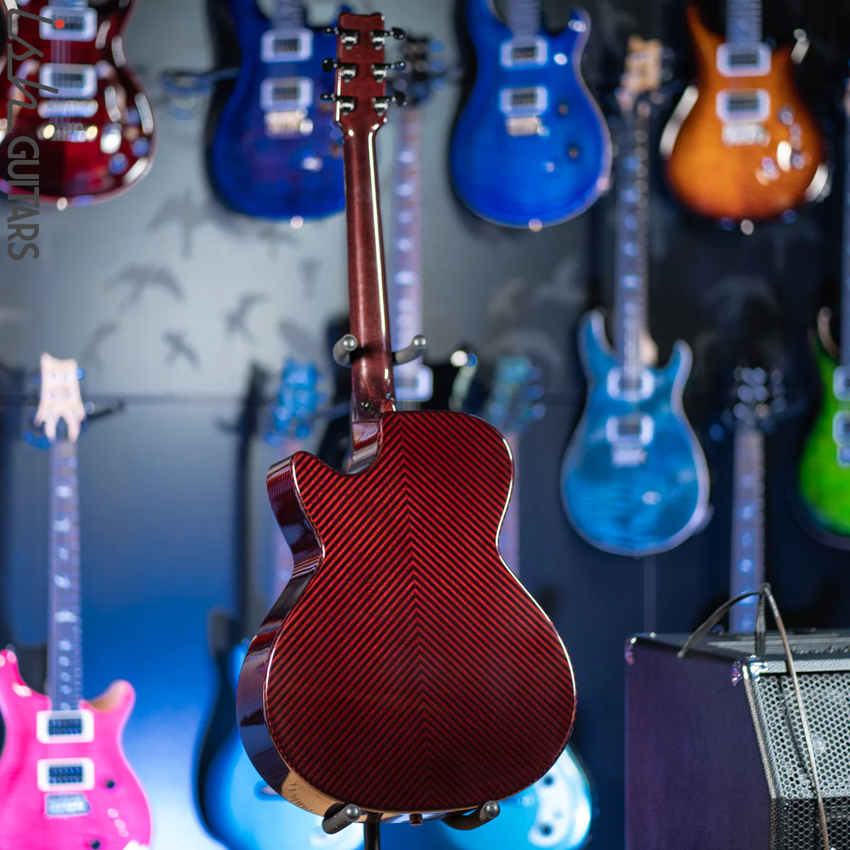 2021 RainSong BI-WS1000N2C Black Ice Acoustic Guitar Ish Exclusive Cranberry Red - Image 8