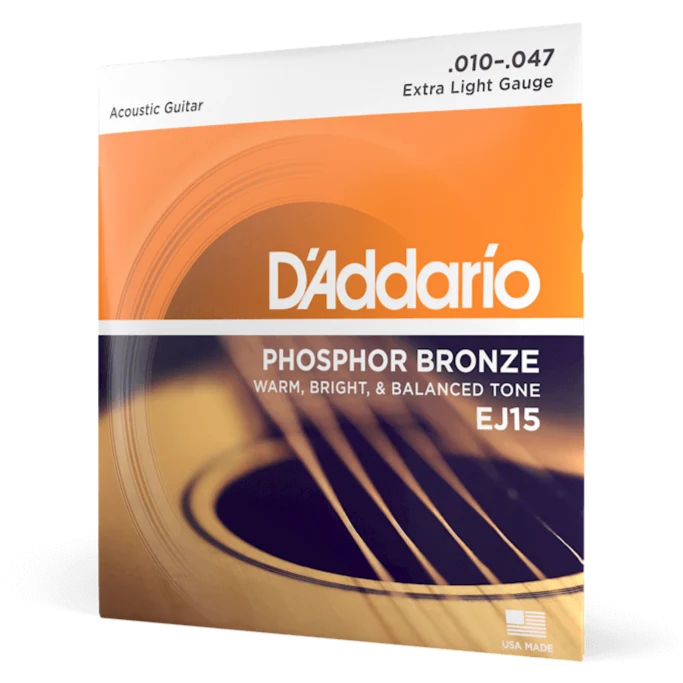 D'Addario EJ15 Phosphor Bronze Acoustic Guitar Strings - .010-.047 Extra Light