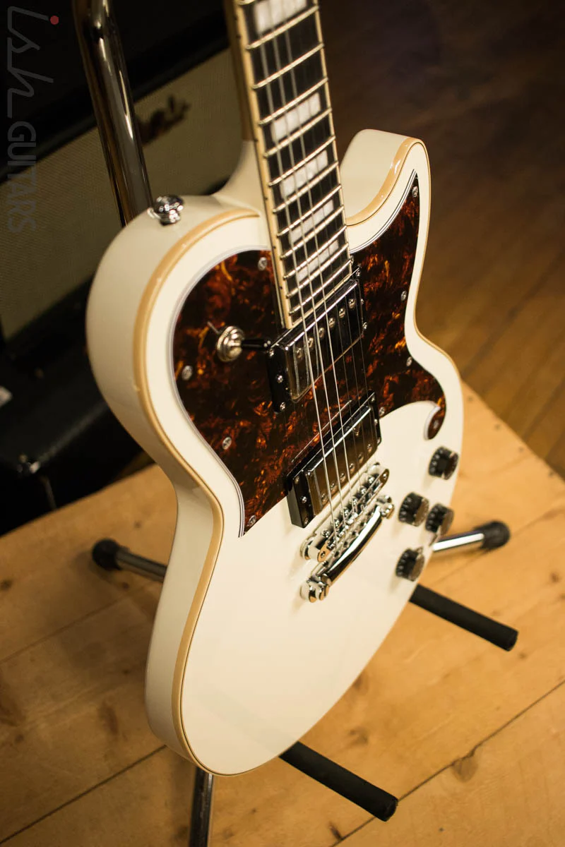 D'Angelico Premier Series Atlantic Electric Guitar with Stopbar Tailpiece Antique White - Image 6