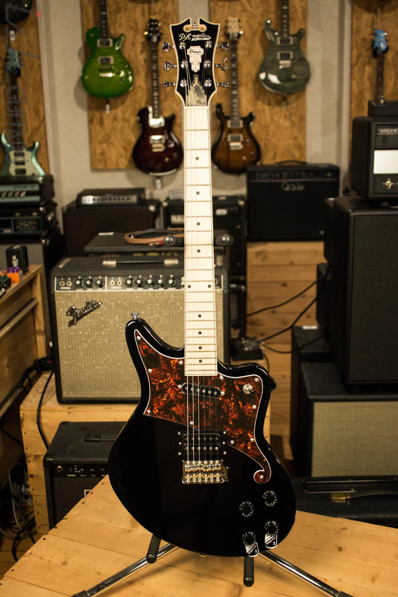 D'Angelico Premier Series Bedford Electric Guitar with Tremolo Tailpiece Black - Image 2