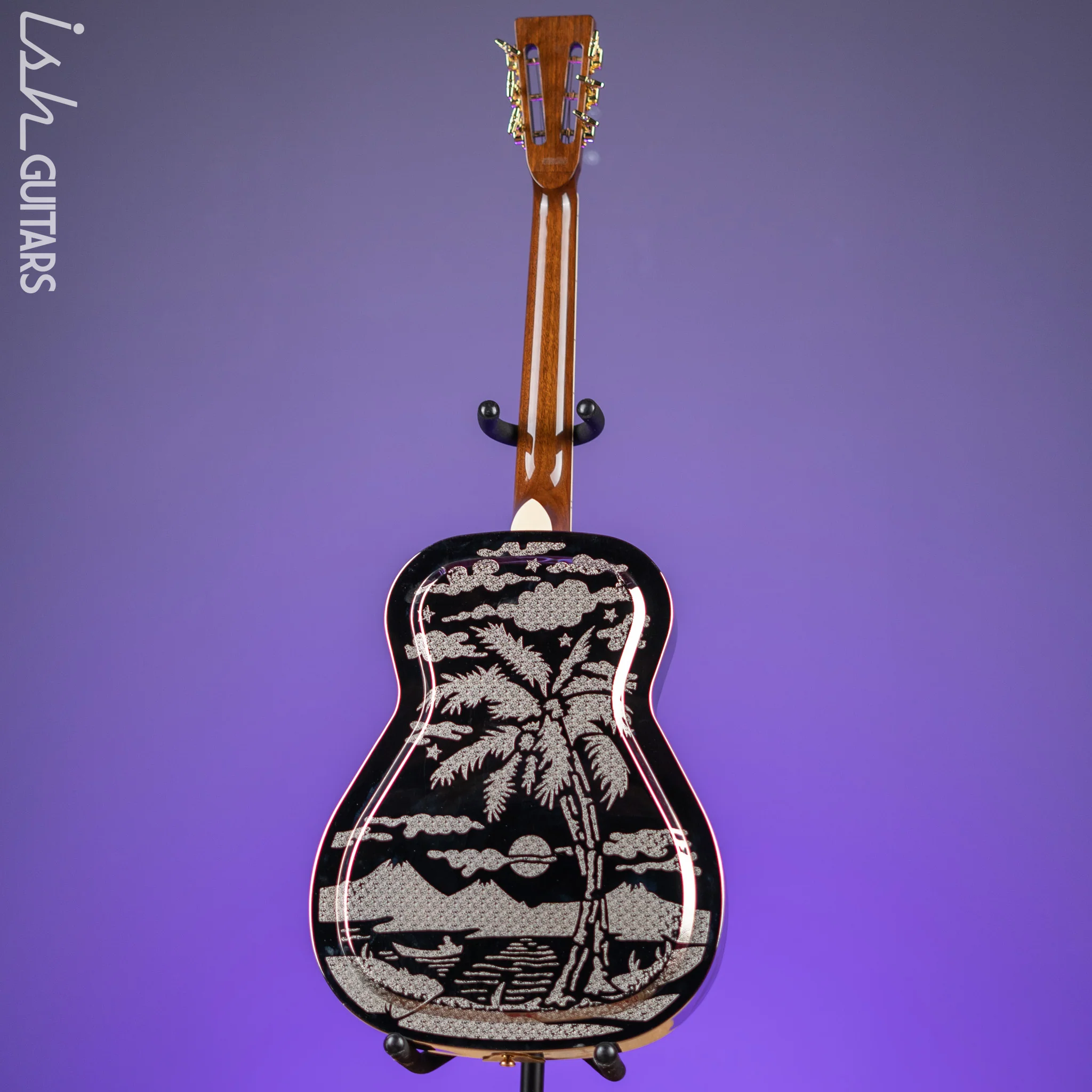 Dean Thin Body Acoustic-Electric Resonator Etched Chrome Gold - Image 9