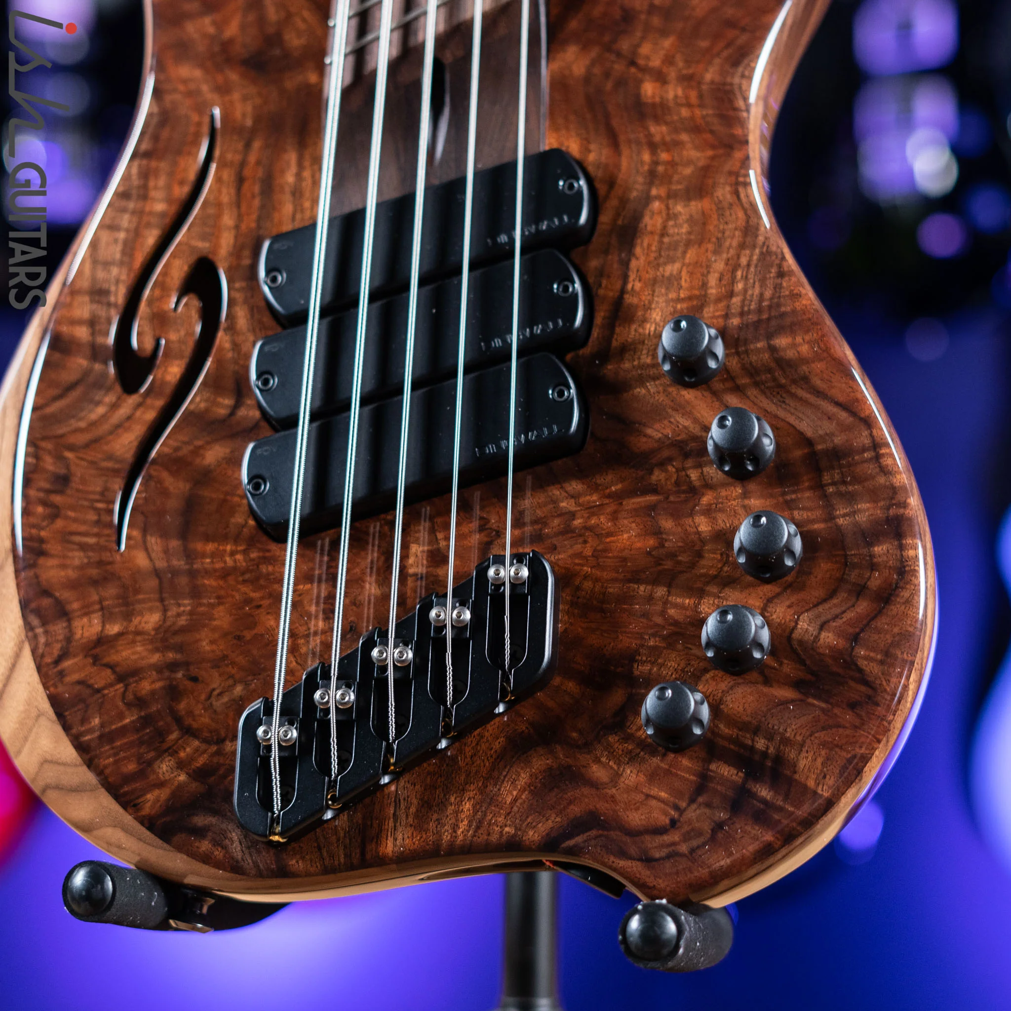 Dingwall Afterburner II Semi-Hollow 5-String Bass Figured Walnut Top Natural - Image 4