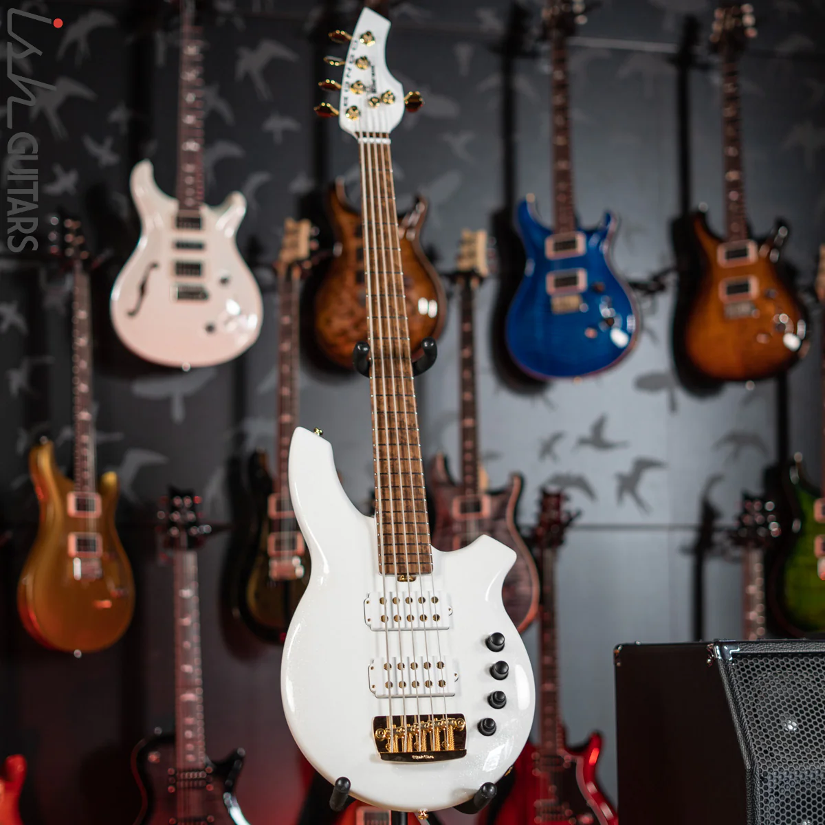 Ernie Ball Music Man BFR Crescendo Bongo 5 HH Bass White Sparkle Gloss - Image 2