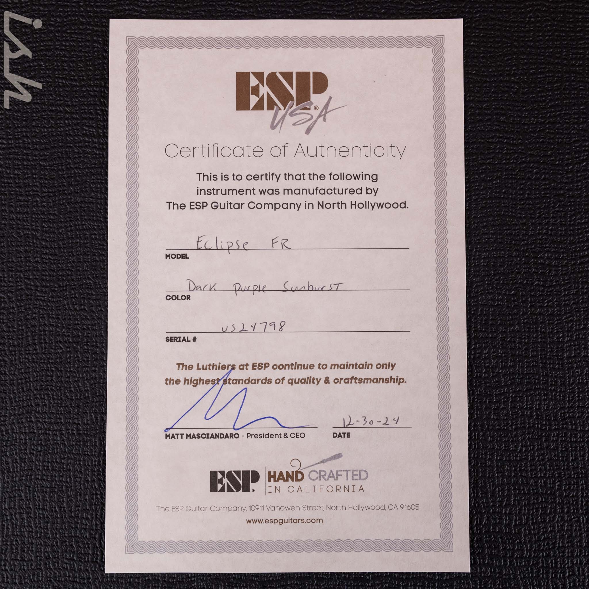 ESP USA Eclipse Dark Purple Sunburst - Image 12