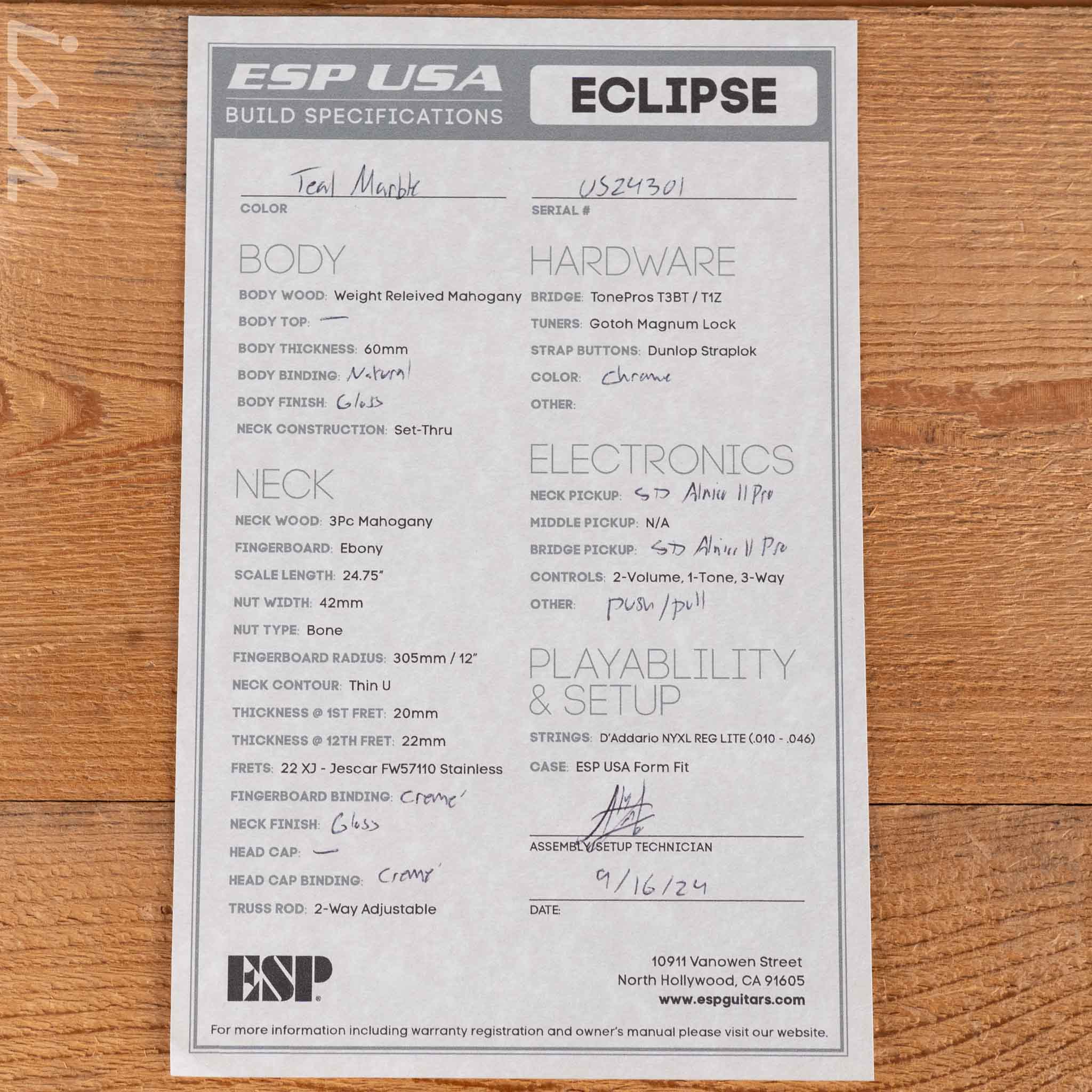 ESP USA Eclipse Teal Marble - Image 14