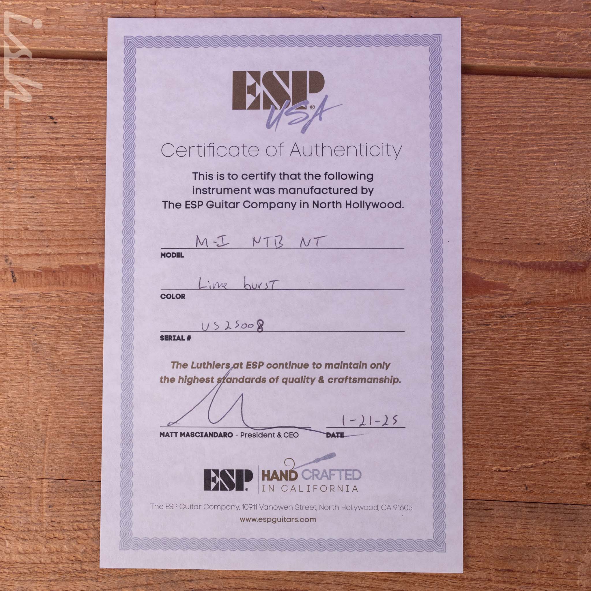 ESP USA M-I NTB NT Lime Burst Quilted Maple - Image 12