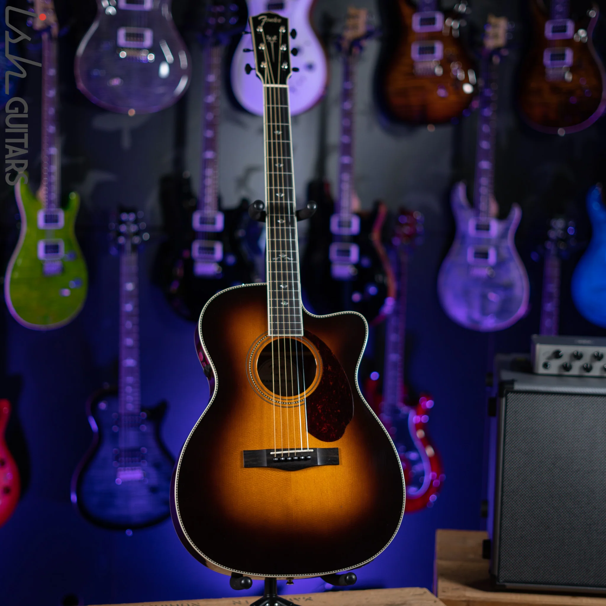 Fender Paramount Series PM-3 Deluxe Sunburst Acoustic Guitar - Image 2