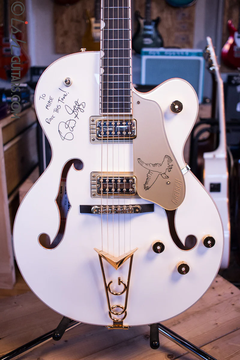 Gretsch G6139-CB White Falcon Center Block Signed by Brian Setzer and Johnny “Spazz” Hatton