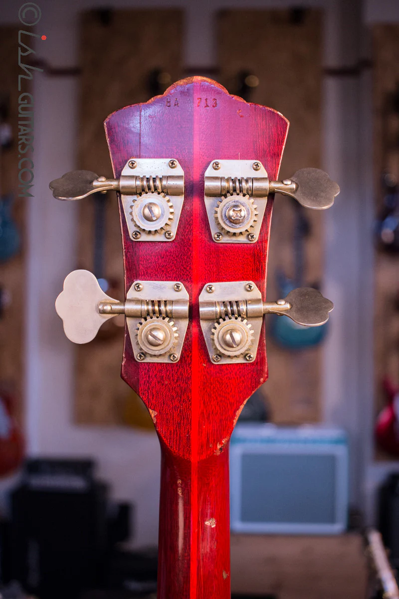 Guild Starfire Bass Guitar 1967 Cherry Vintage w/ Original Case Brazilian Rosewood Fretboard - Image 6