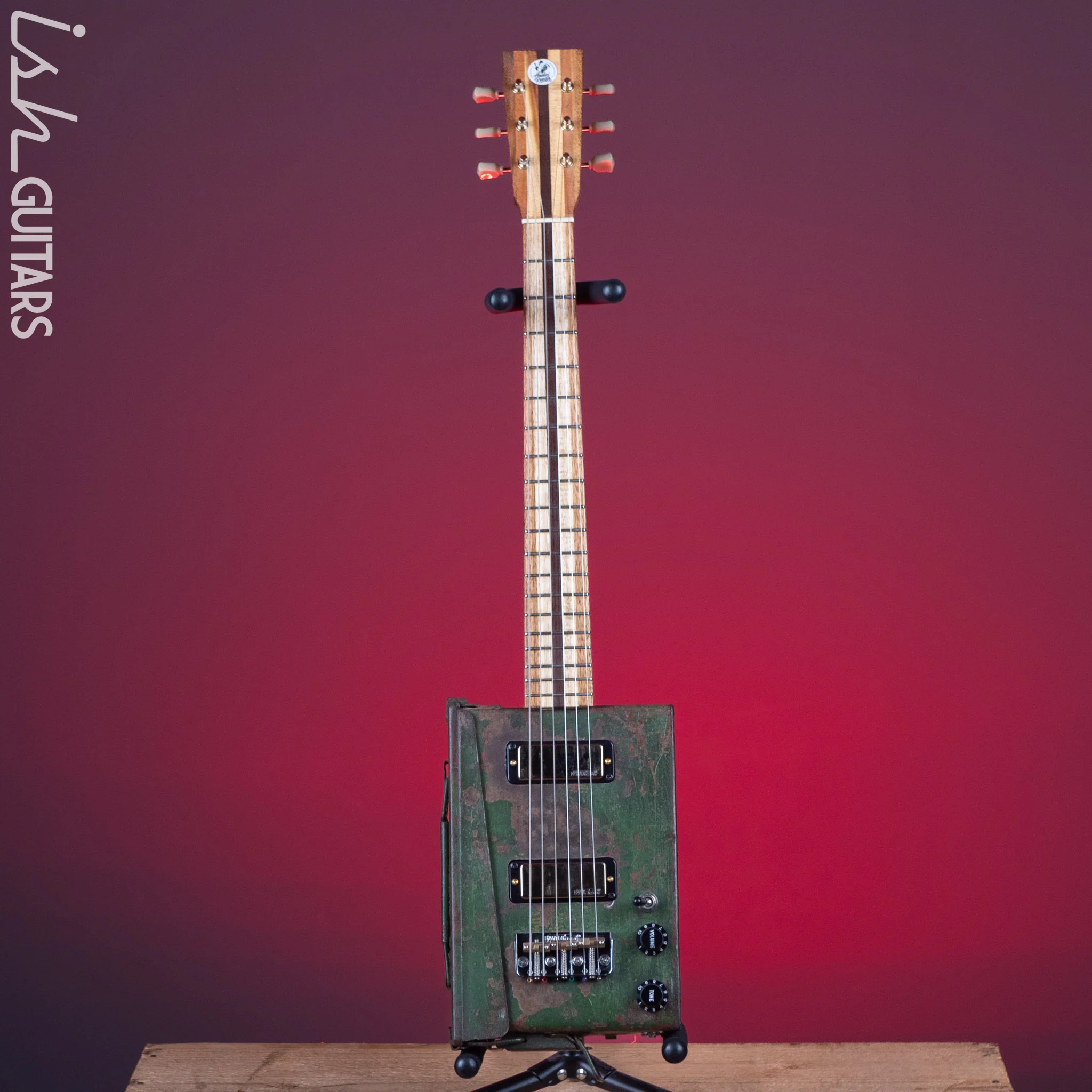 Howlin’ Rooster Ammo Box Short Scale Guitar Army Green - Image 2