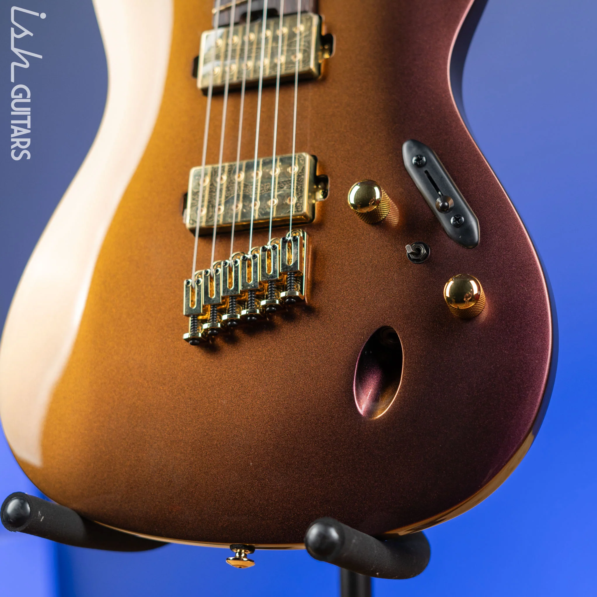 Ibanez Axe Lab Design SML721 Multi-Scale Electric Guitar Rose Gold Chameleon Demo - Image 6