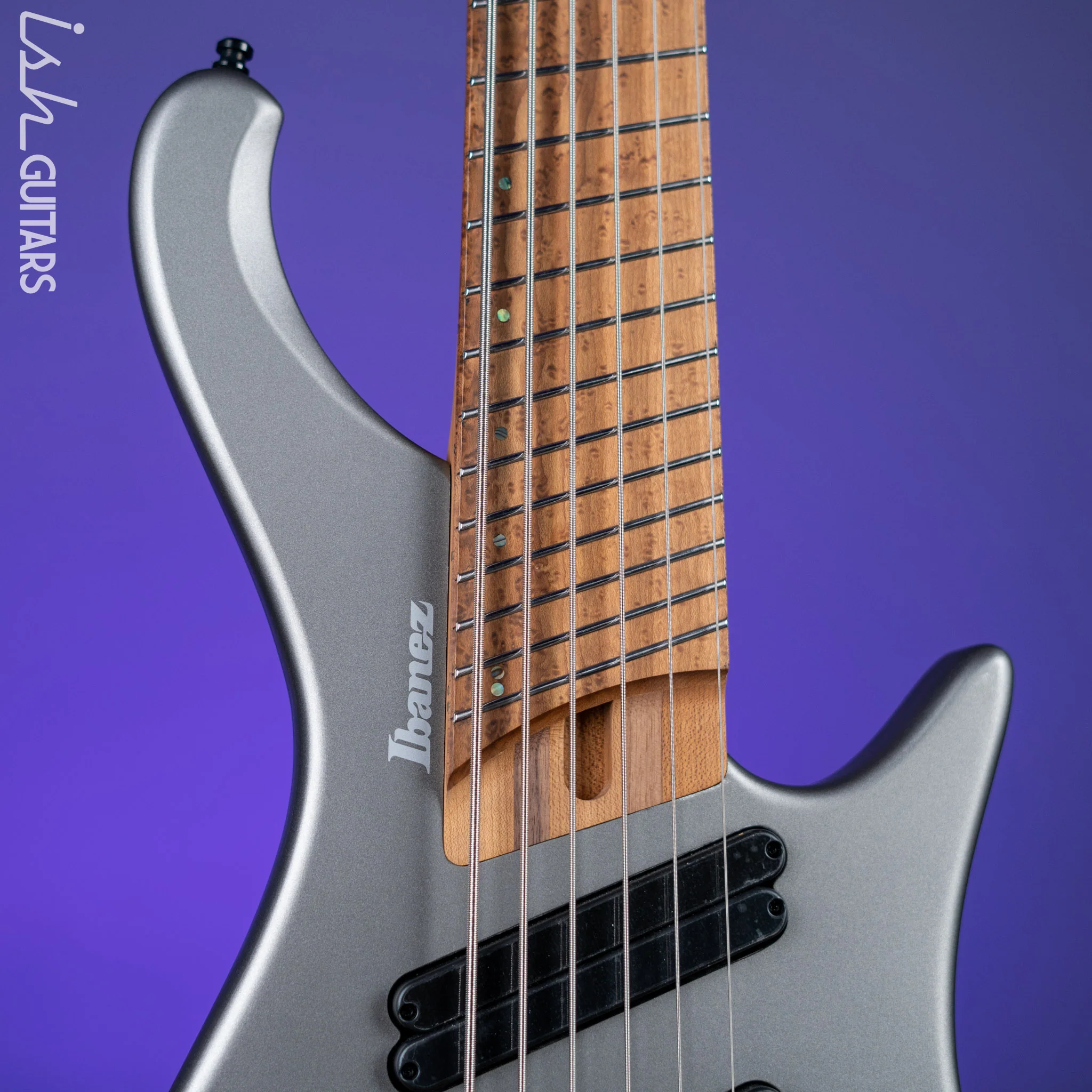 Ibanez EHB1006MS 6-String Headless Bass Metallic Grey Matte Demo - Image 3