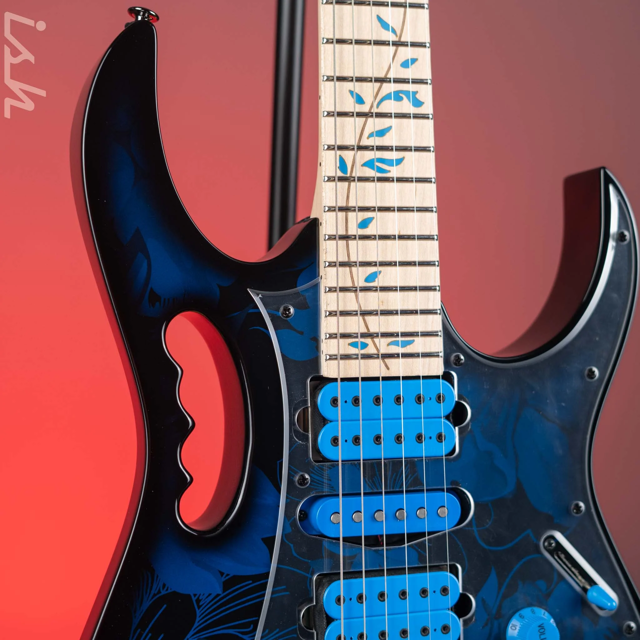 Ibanez JEM77P Steve Vai Signature JEM Premium Series Electric Guitar Blue Floral Pattern - Image 3