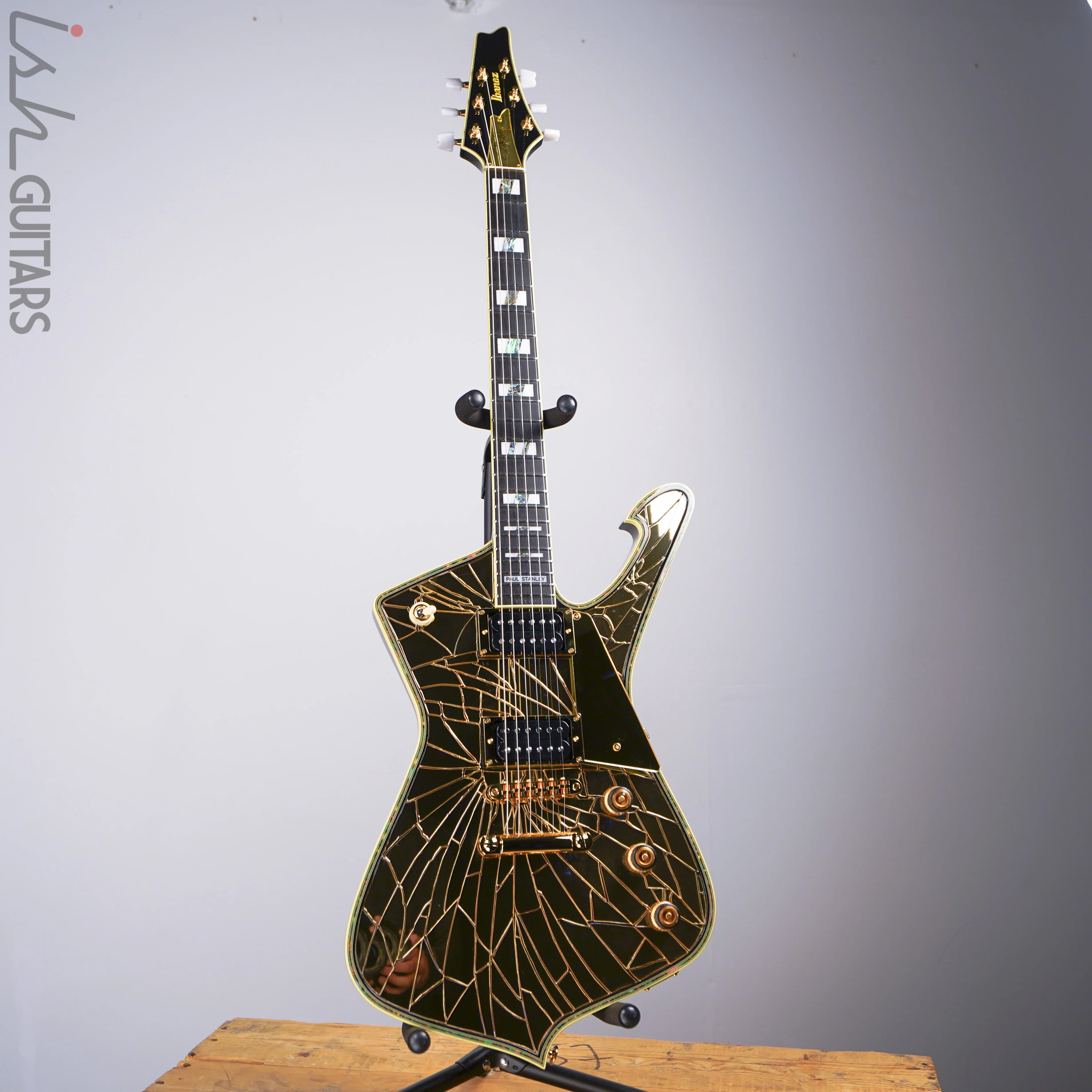 Ibanez Paul Stanley Signature PS4CM Gold Cracked Mirror Guitar Signed and Limited - Image 2