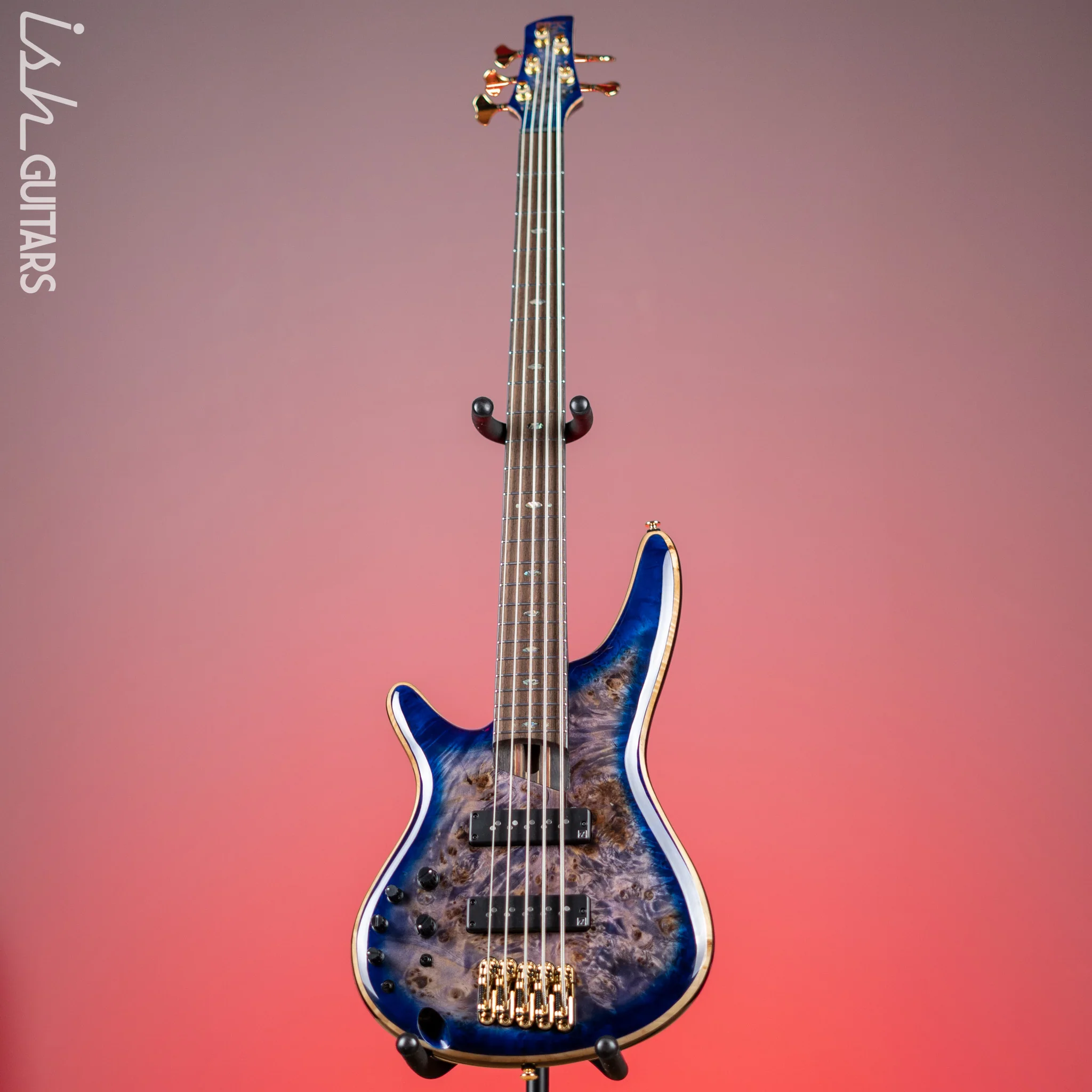Ibanez Premium SR2605L Left Handed 5-String Bass Cerulean Blue Burst - Image 3