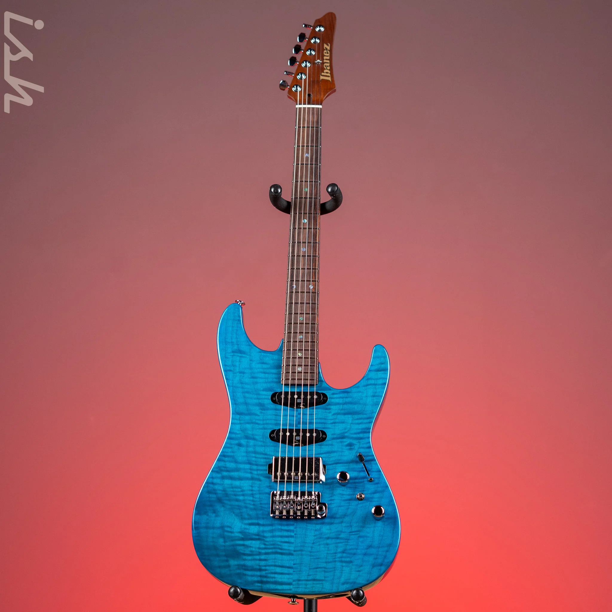 Ibanez Prestige MMN1 Martin Miller Signature Transparent Aqua Blue - Image 2