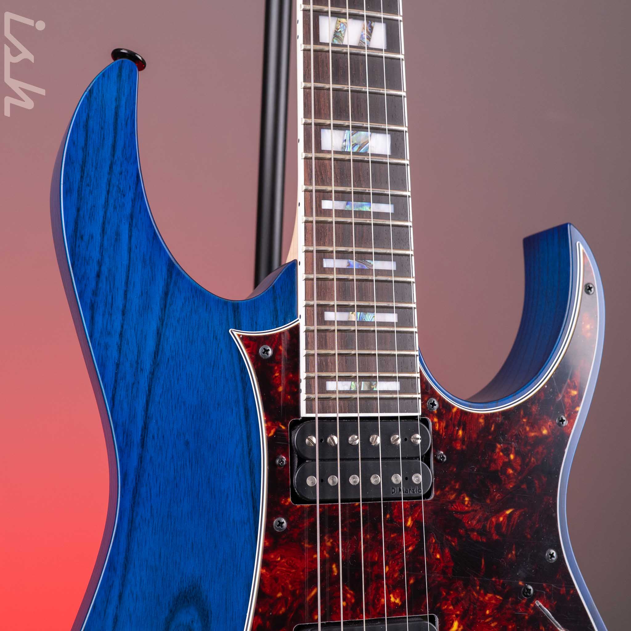 Ibanez RG653DX Transparent Deep Blue Flat Electric Guitar - Image 4