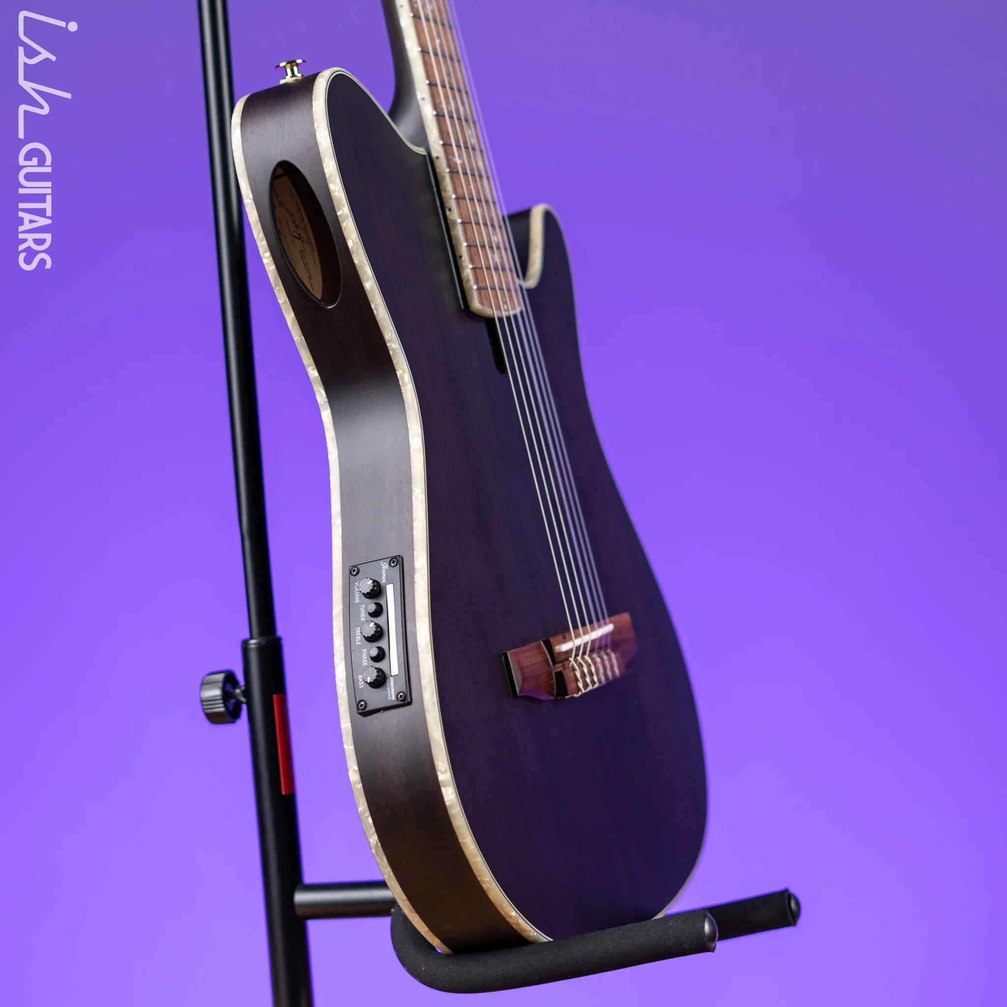 Ibanez TOD10N Tim Henson Signature Nylon Acoustic-Electric Guitar Transparent Black Flat - Image 4