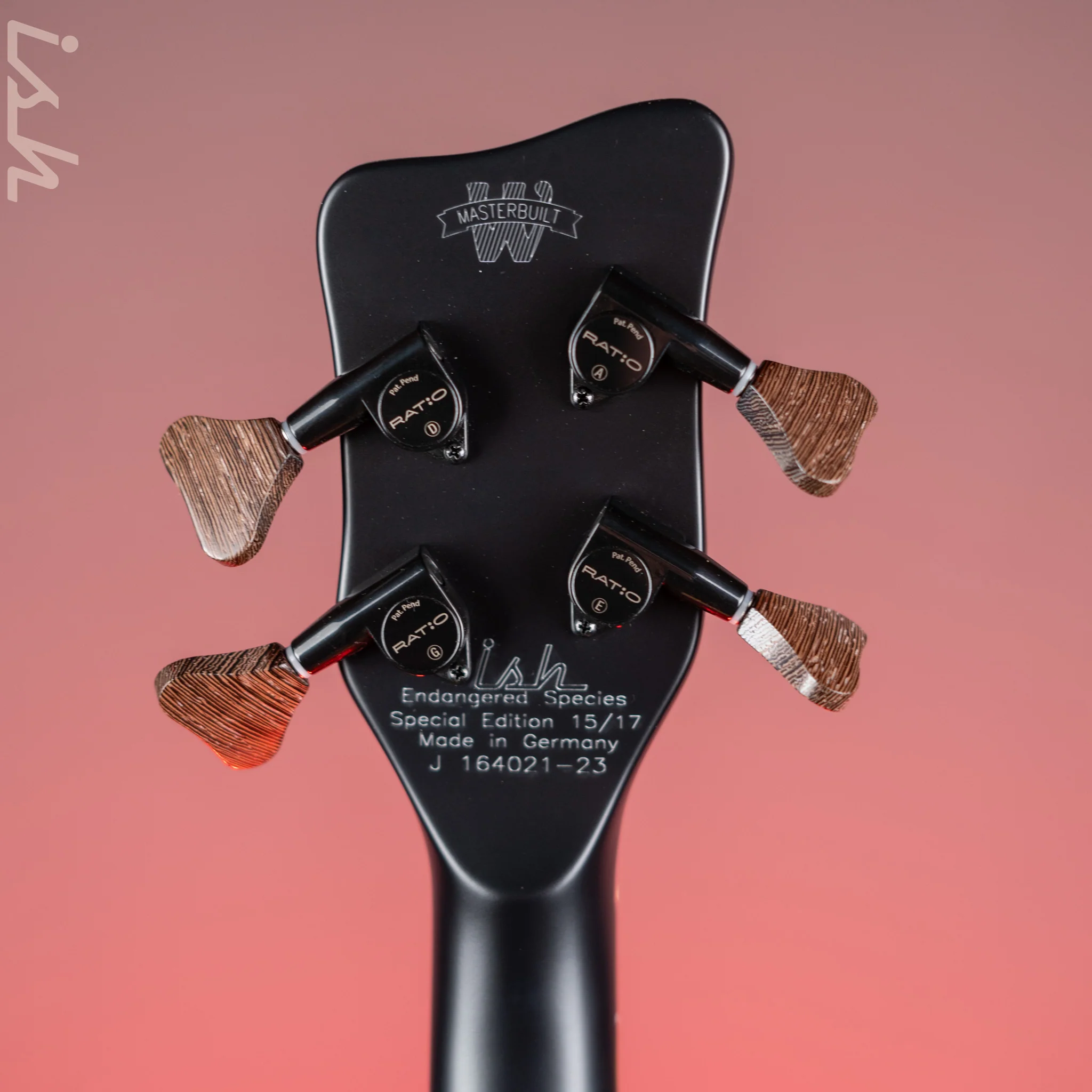 Ish x Warwick Dolphin SN TCS Custom Shop Endangered Species 4-String Bass Black Satin Wenge Fretboard - Image 10