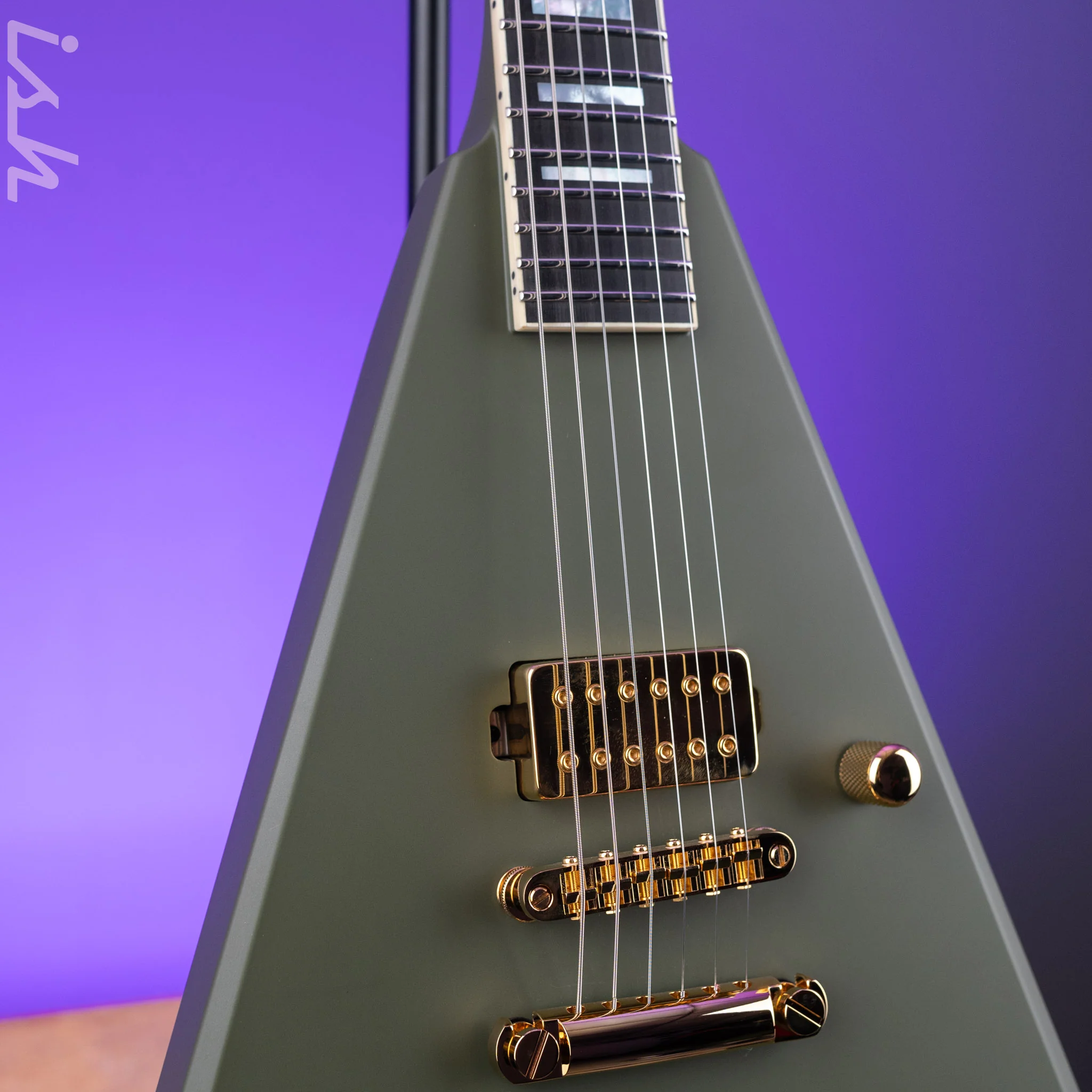 Jackson Custom Shop King V Olive Drab Gold Hardware - Image 4