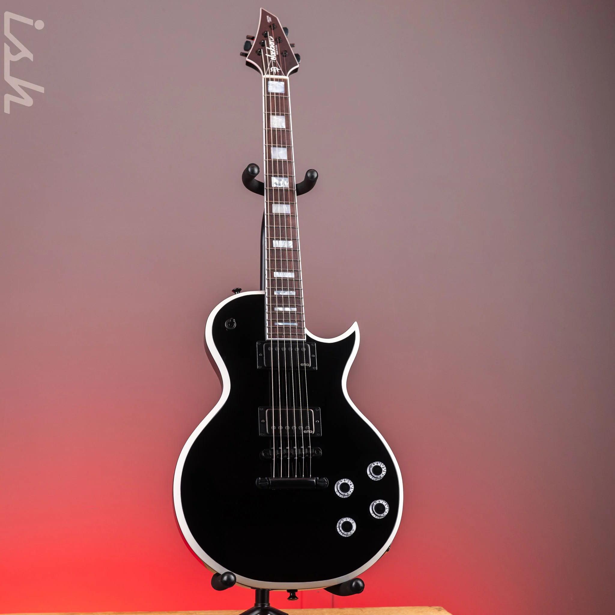 Jackson Custom Shop USA Marty Friedman Signature MF-1 Black Gloss White Bevel - Image 2