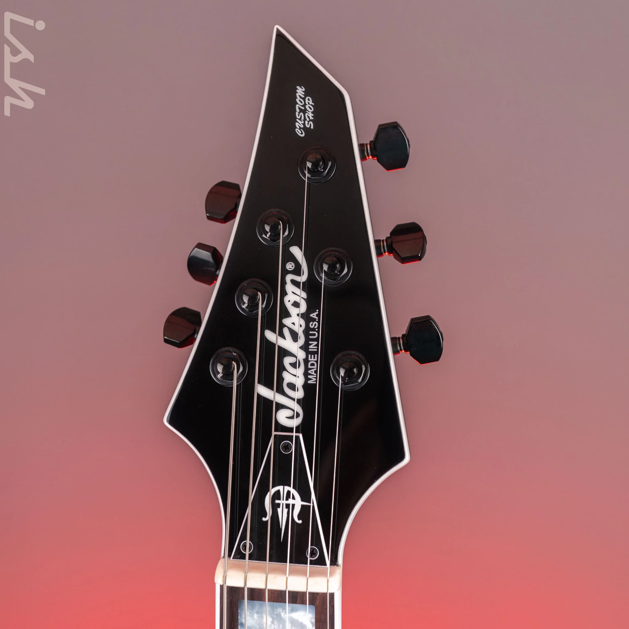 Jackson Custom Shop USA Marty Friedman Signature MF-1 Black Gloss White Bevel - Image 5