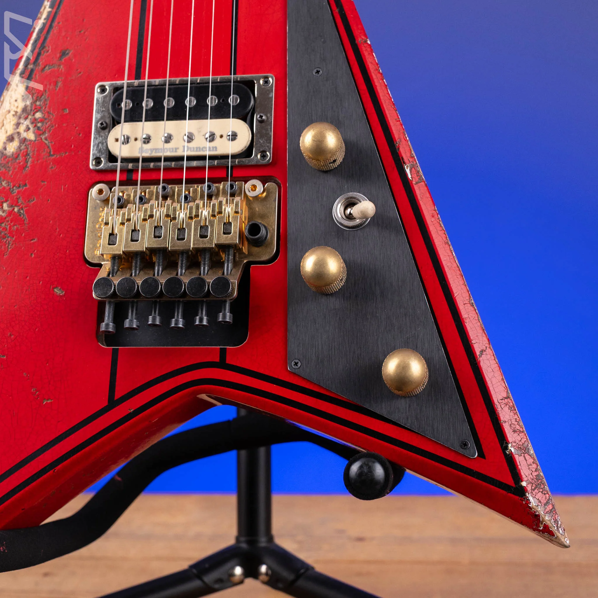Jackson Custom Shop USA Randy Rhoads Ferrari Red Black Pinstripes Relic - Image 5