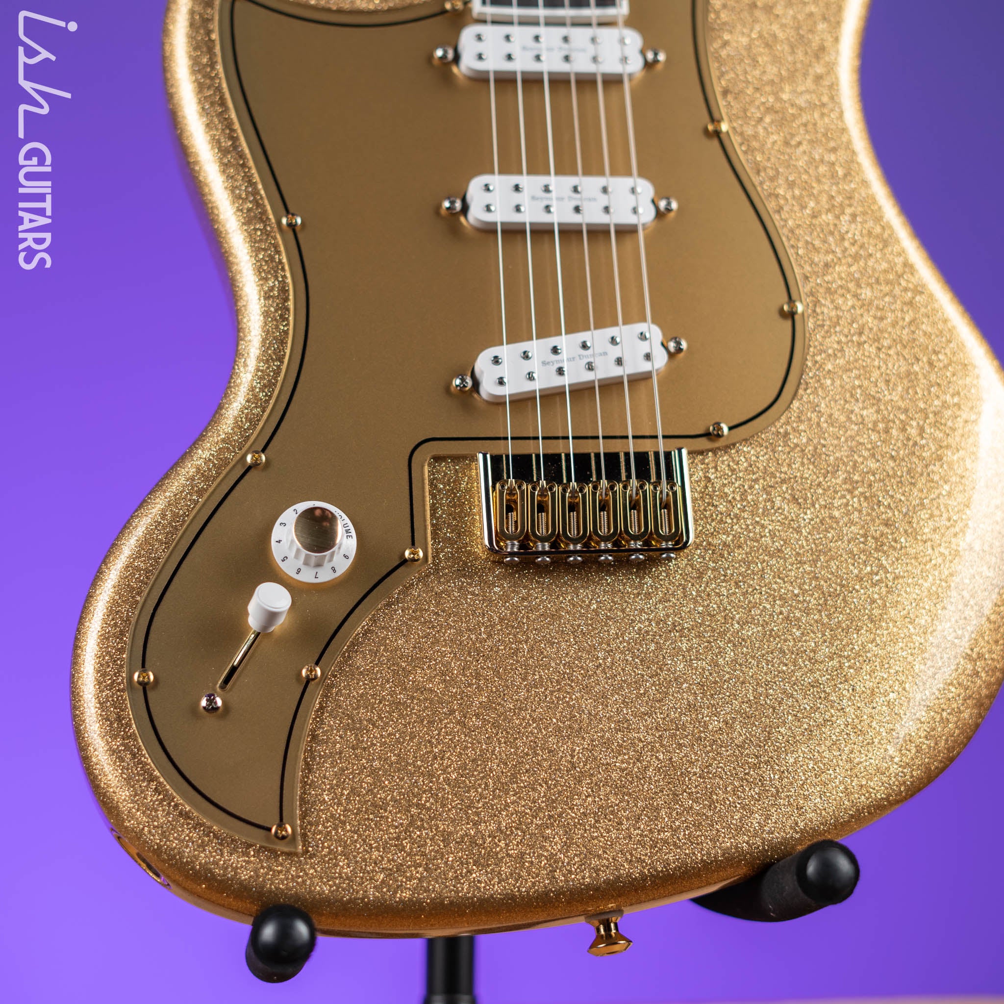 Kauer Electroliner Left-Handed Custom Guitar Sahara Gold Flake - Image 5