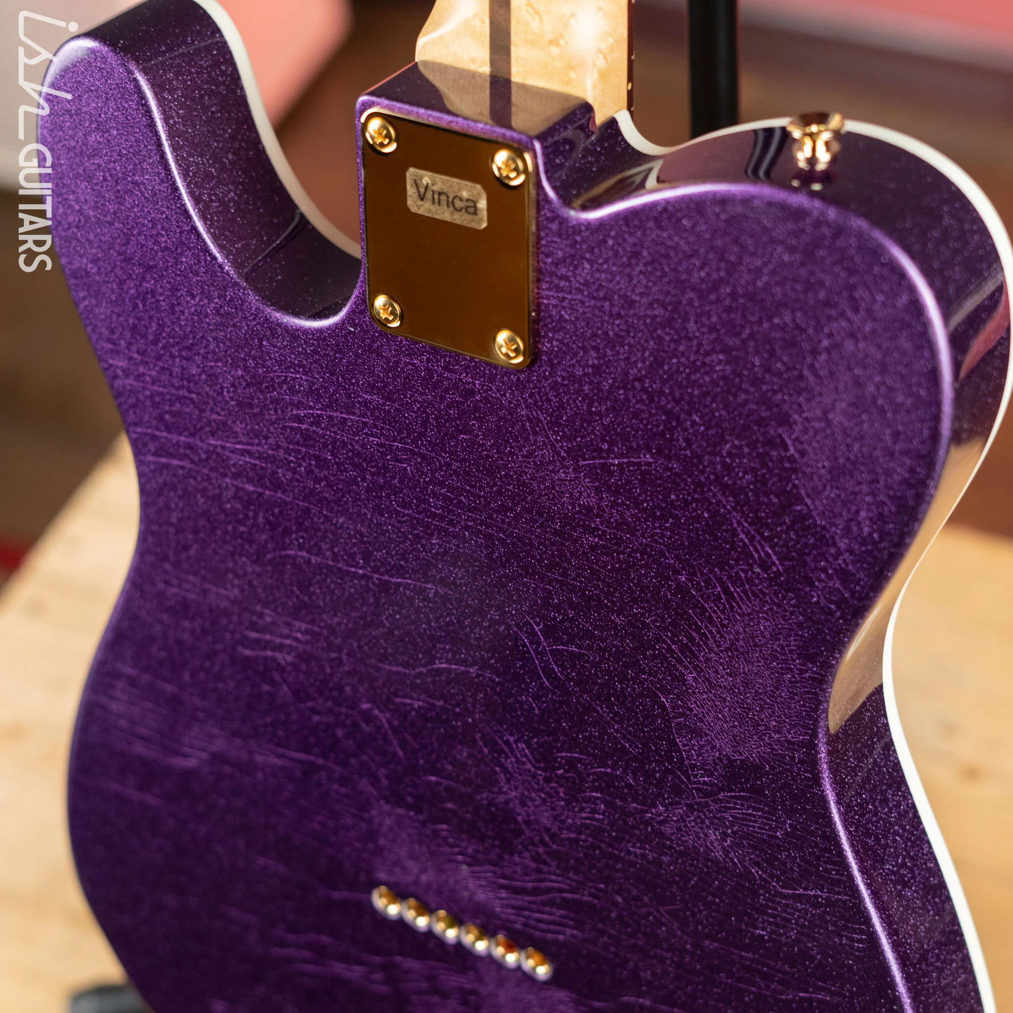 LSL Bad Bone 190 T-Style Electric Guitar Purple Sparkle - Image 15