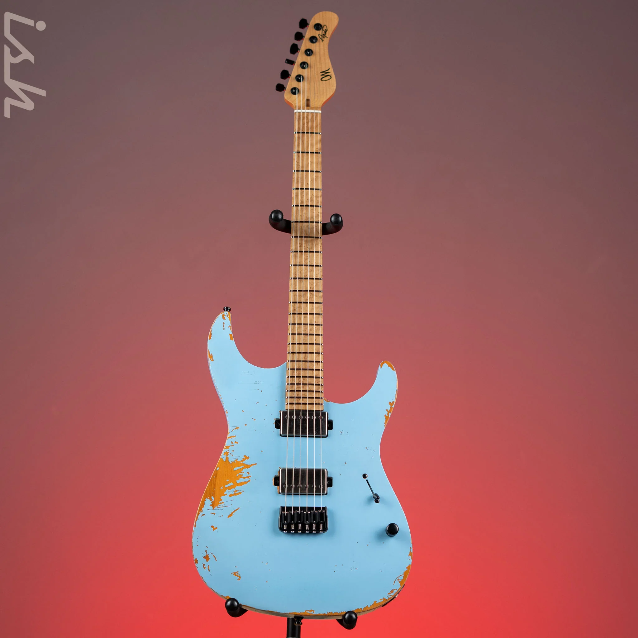 Mayones Aquila Aged Relic 6 Daphne Blue Satin NAMM 2024 - Image 2