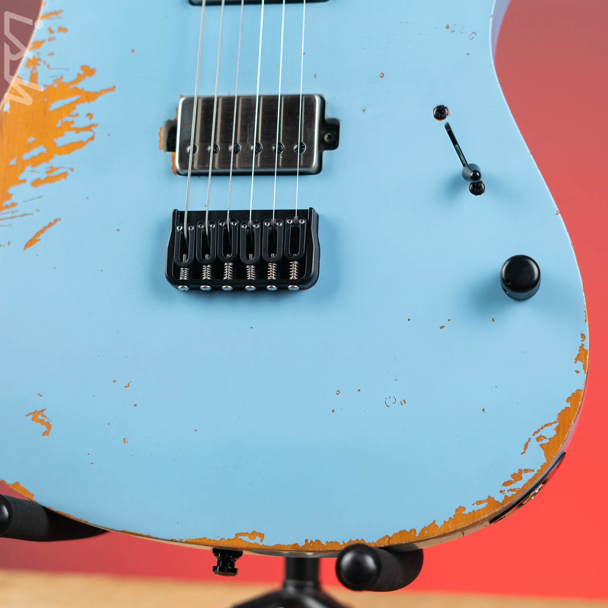 Mayones Aquila Aged Relic 6 Daphne Blue Satin NAMM 2024 - Image 4