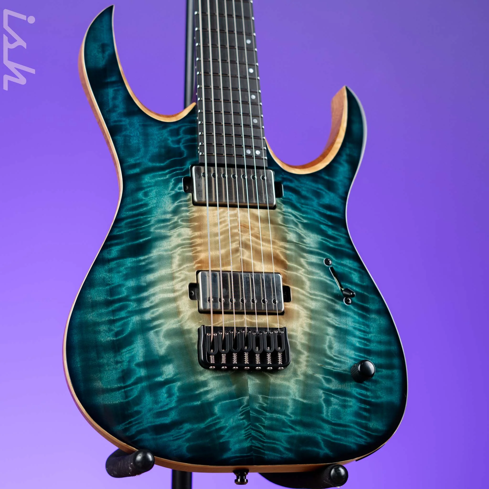 Mayones Duvell Elite 7 Electric Guitar Natural Fade Turquoise Burst 2024 NAMM